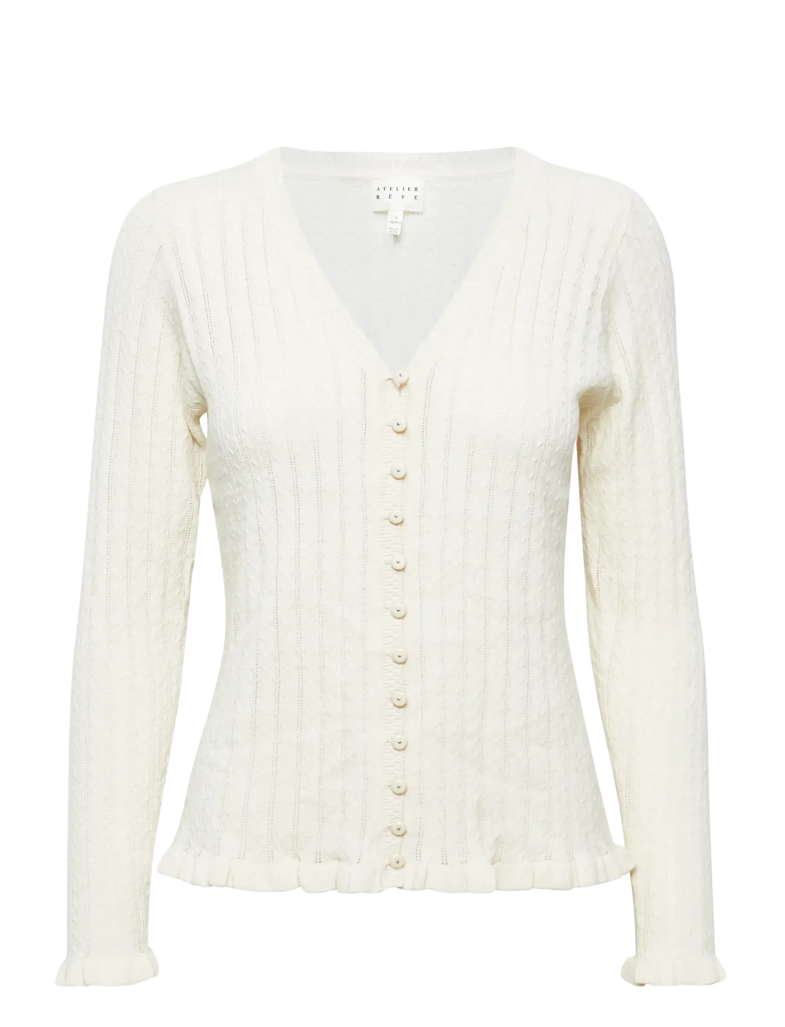Atelier Rêve Irfantino Ca, L, Knitwear, Weiß - Cardigans, Frauen