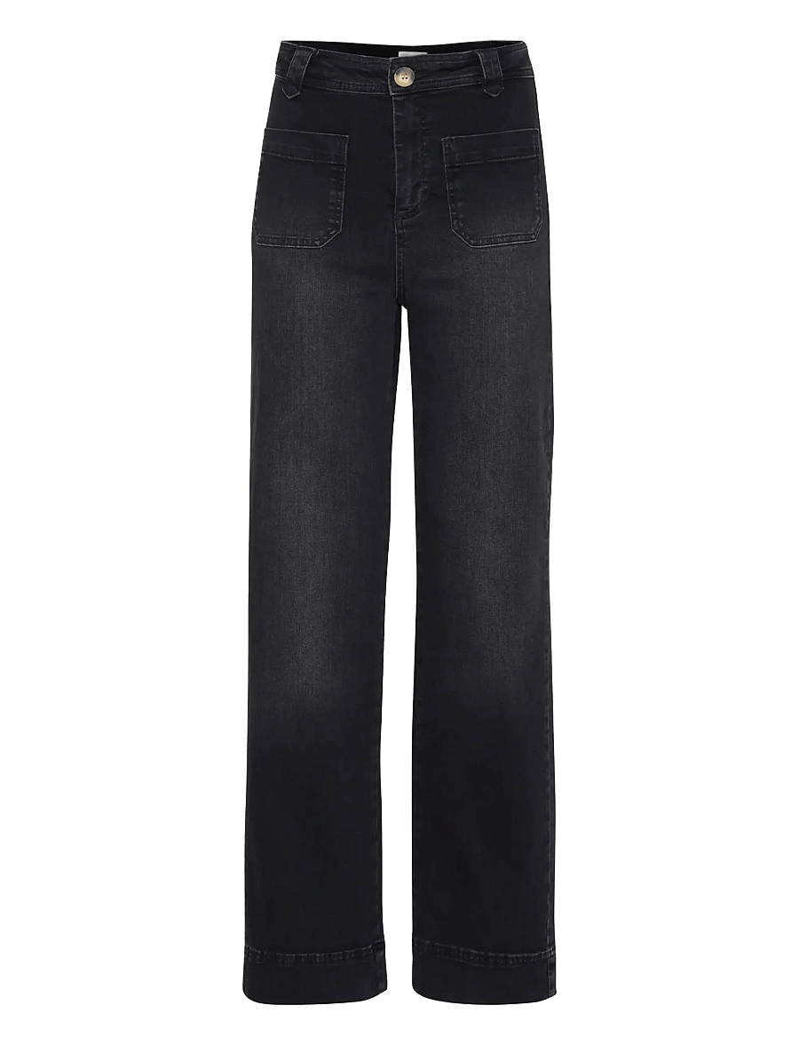 Atelier Rêve - IRELOI PA - hosen mit weitem bein - black washed denim - 1