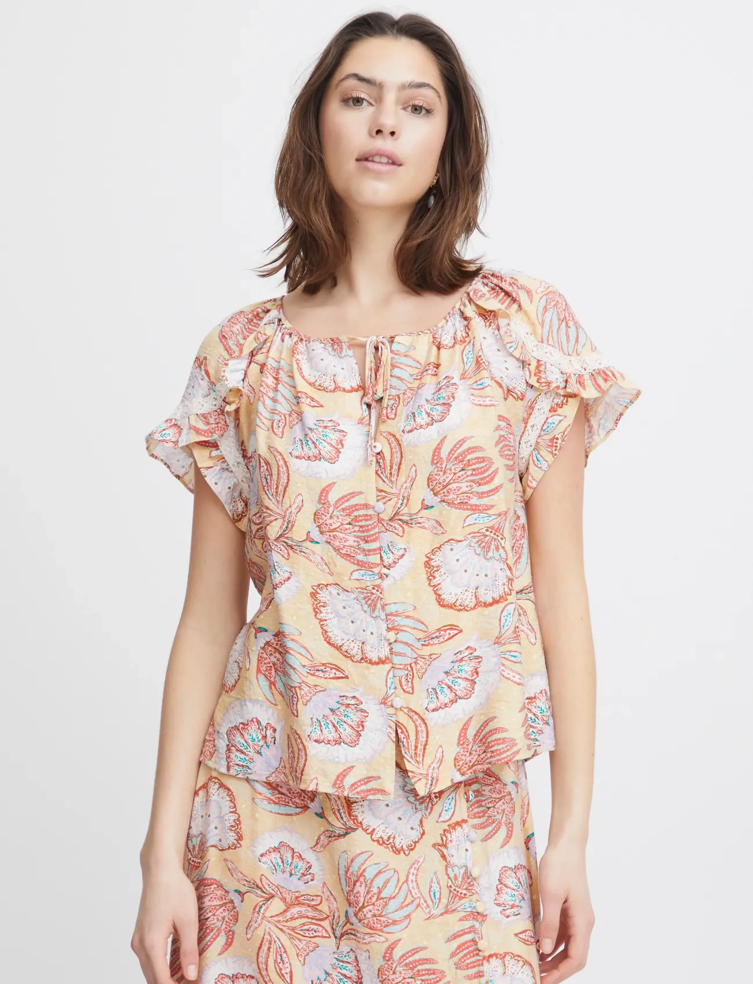 Atelier Rêve IRLAMORE SH - Pluusid ja särgid - BIG SUMMER FLOWERS MS24 / yellow