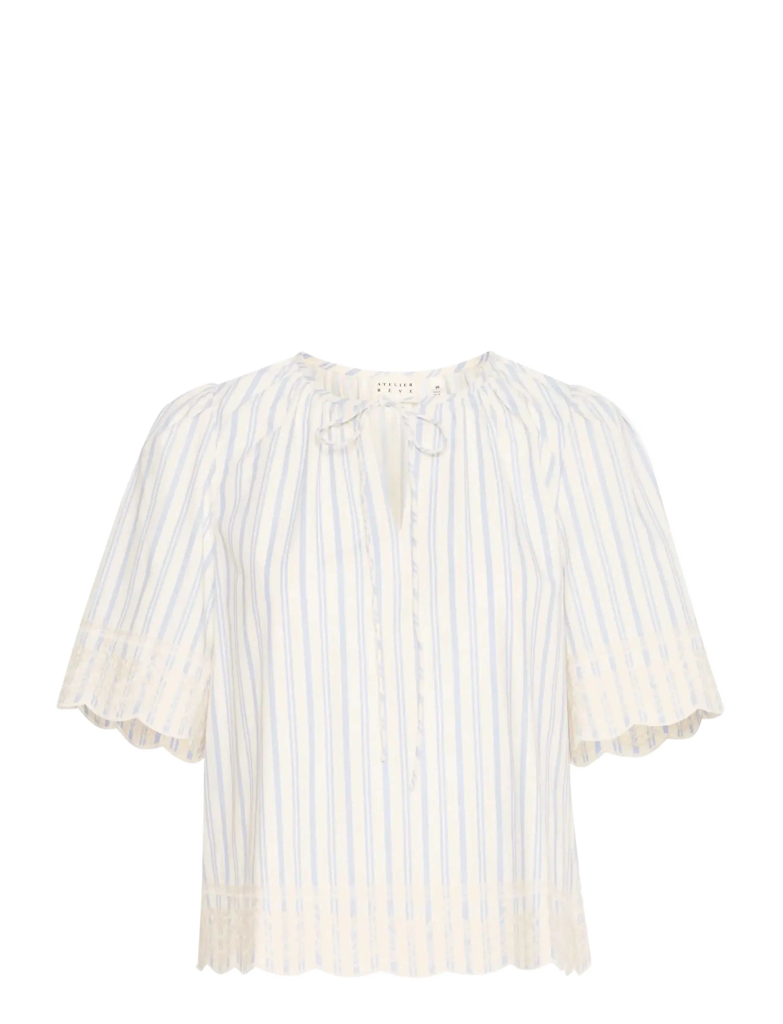 Atelier Rêve IRMAJA SS - Kortærmede bluser - BIRCH / cream