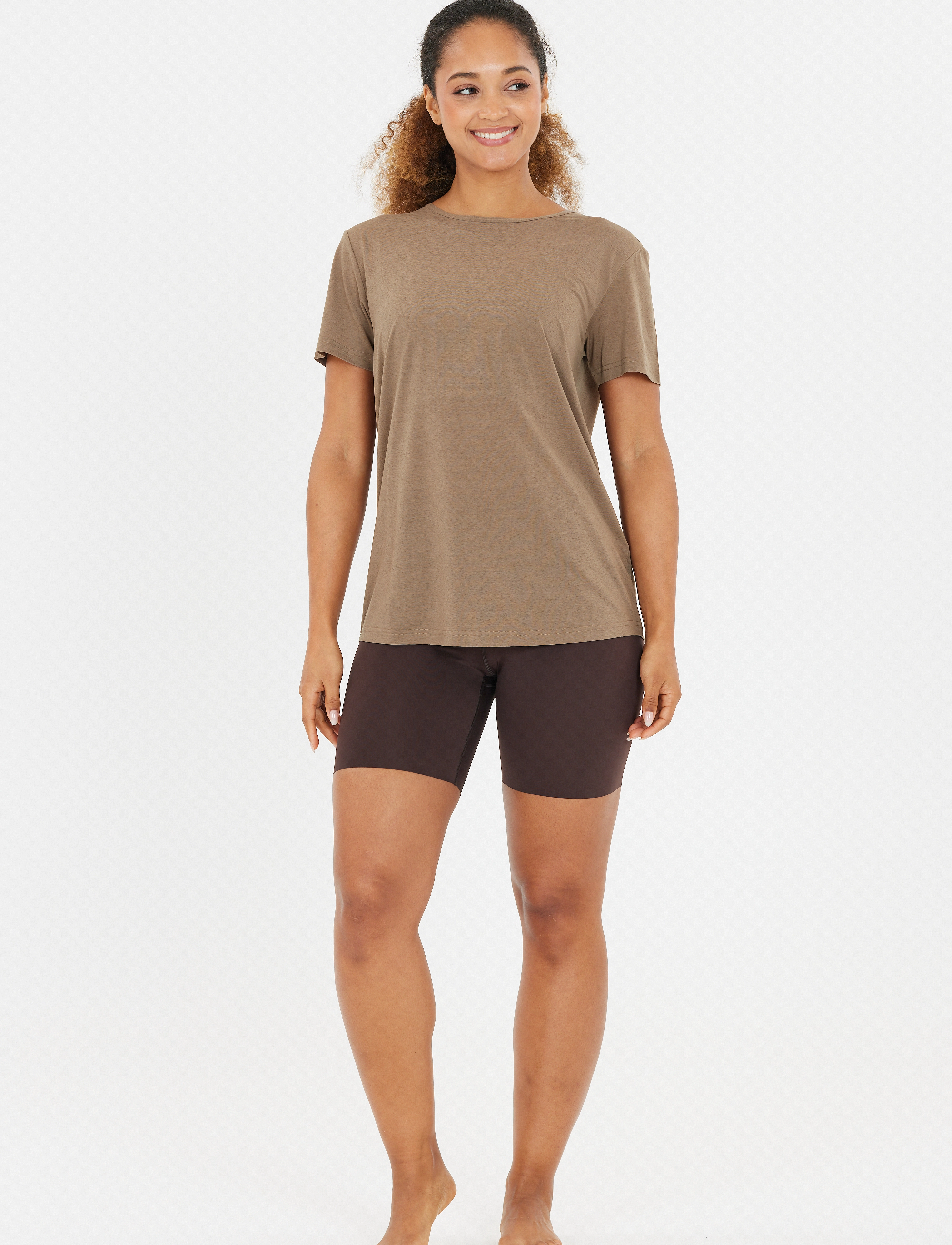 Athlecia - Lizzy W Slub S/S Tee - t-shirts - walnut - 4