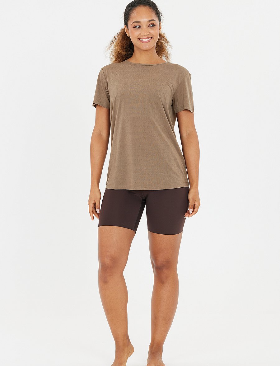 Athlecia - Lizzy W Slub S/S Tee - t-shirts - walnut - 4