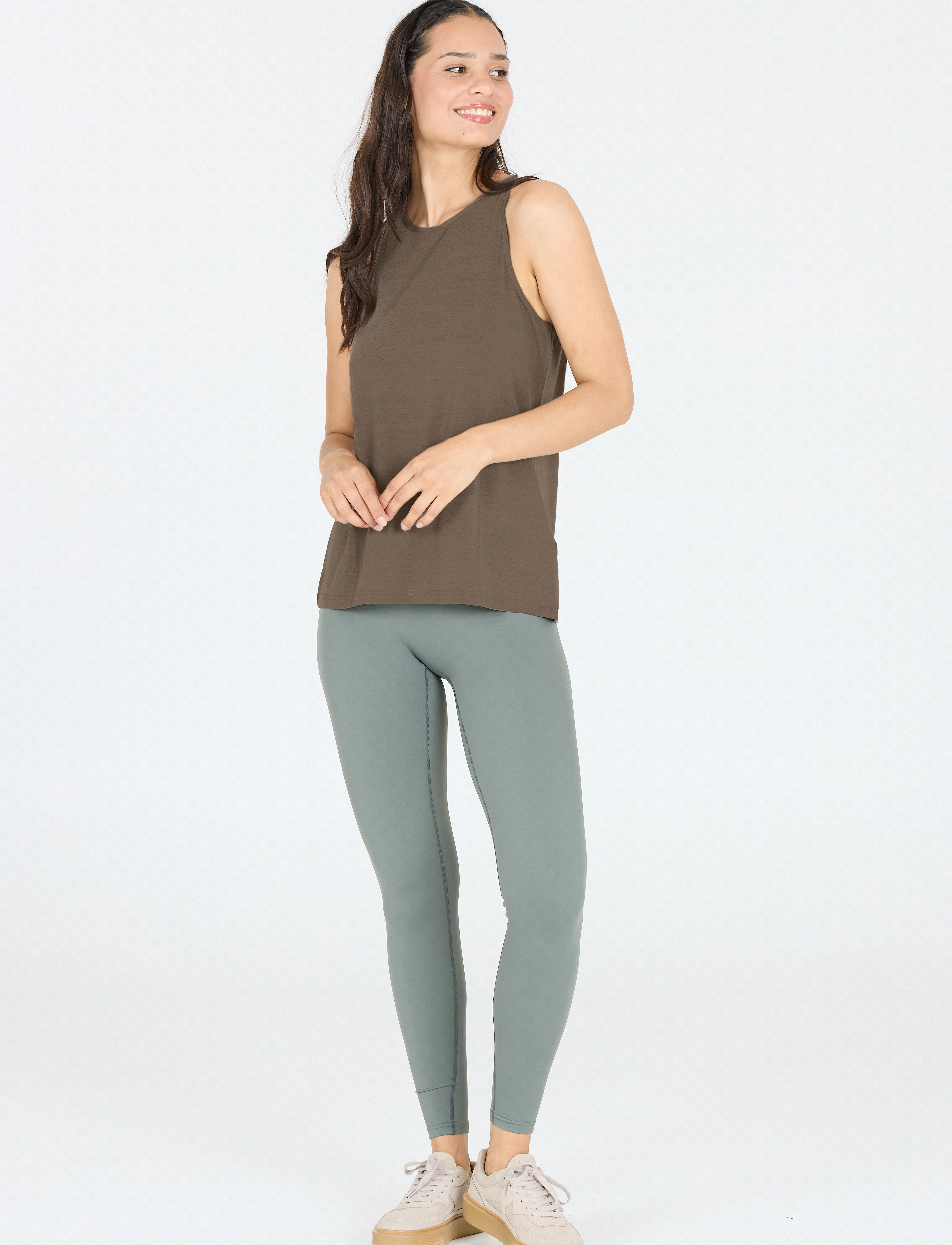 Athlecia Mota W Slub Top - Treenitopit - FALCON / khaki/green