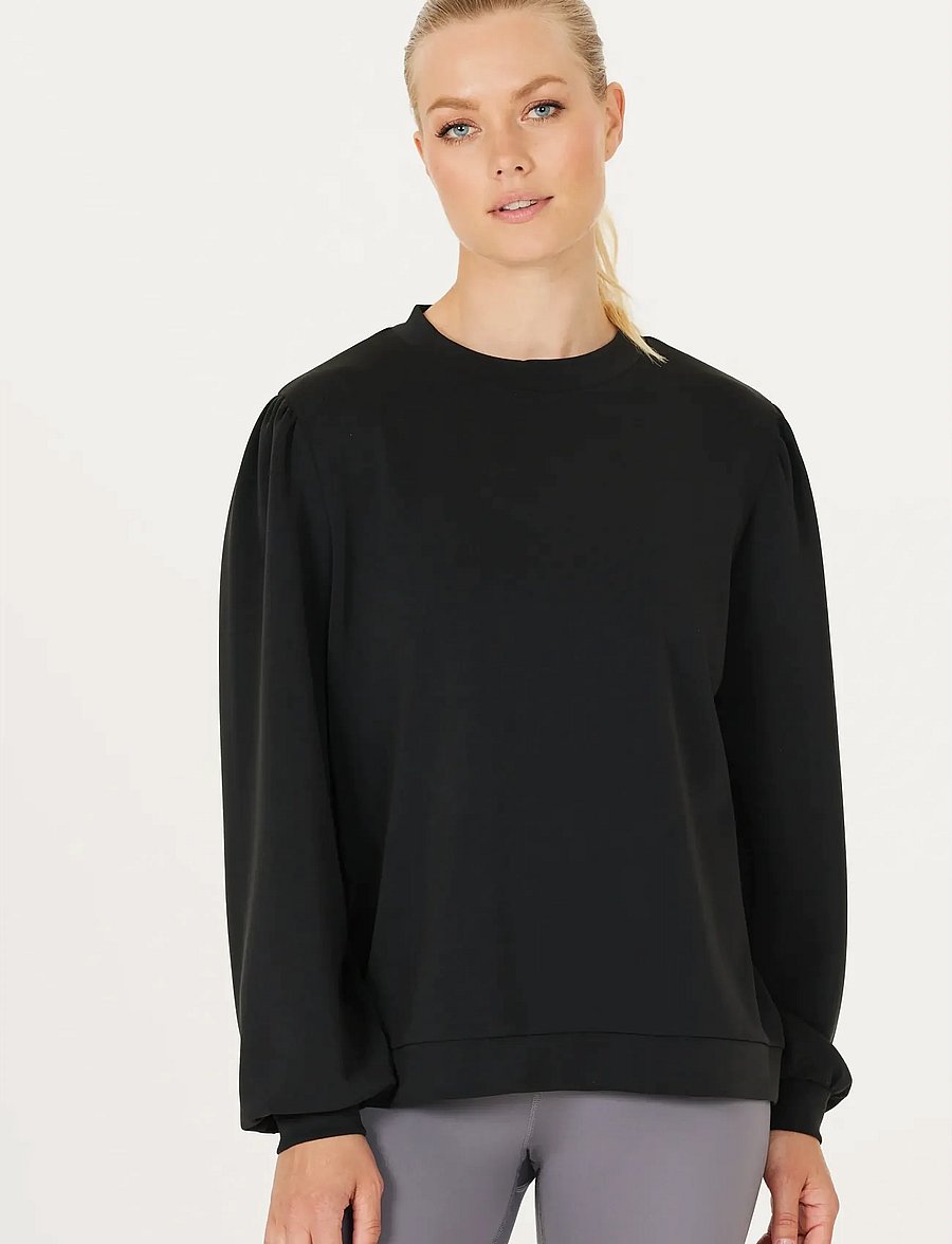 Athlecia - Jillnana V2 W Balloon Sleeve Sweat - sweatshirts - black - 3