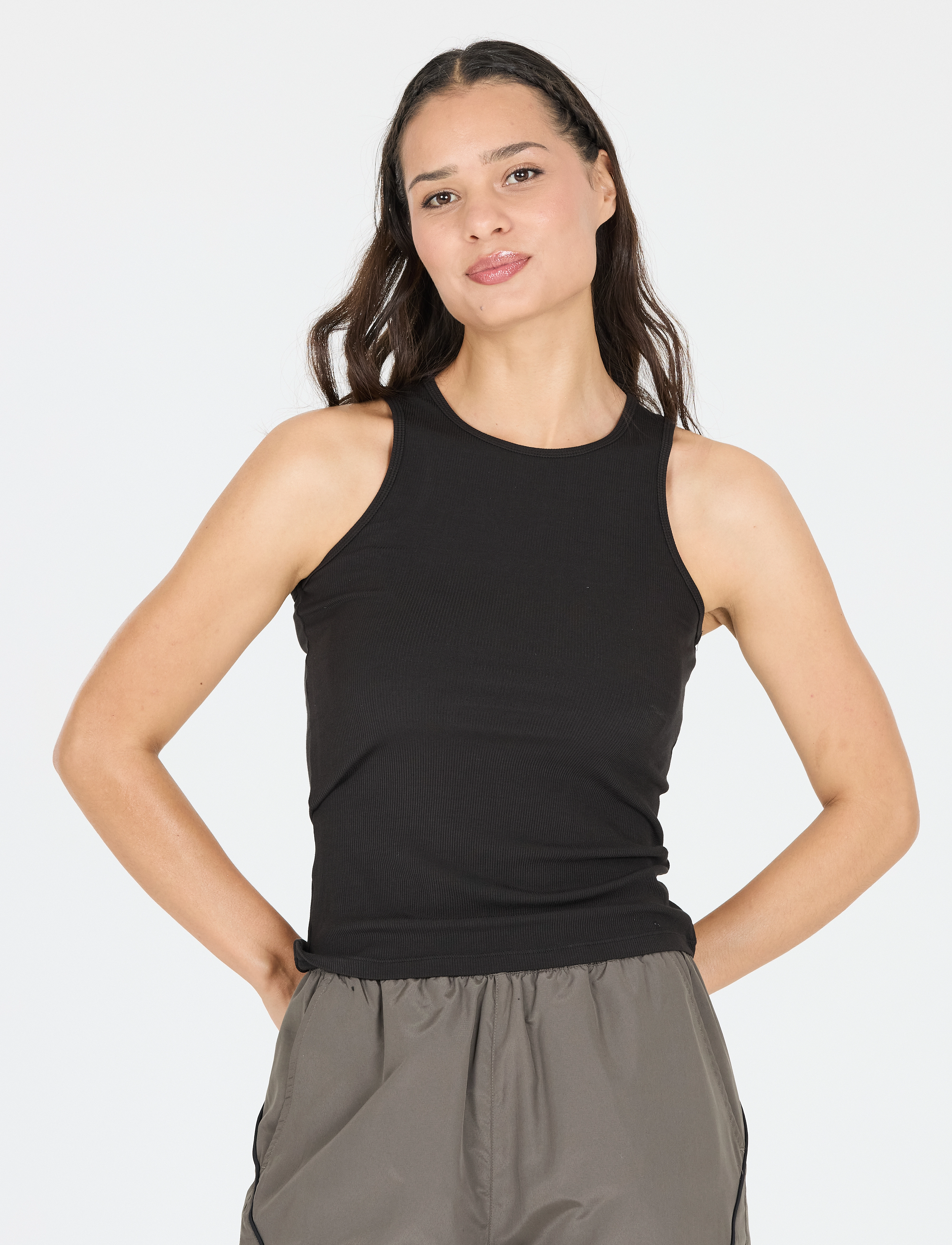 Athlecia - Tinashe W Halterneck Rib Top - tank tops - black - 4