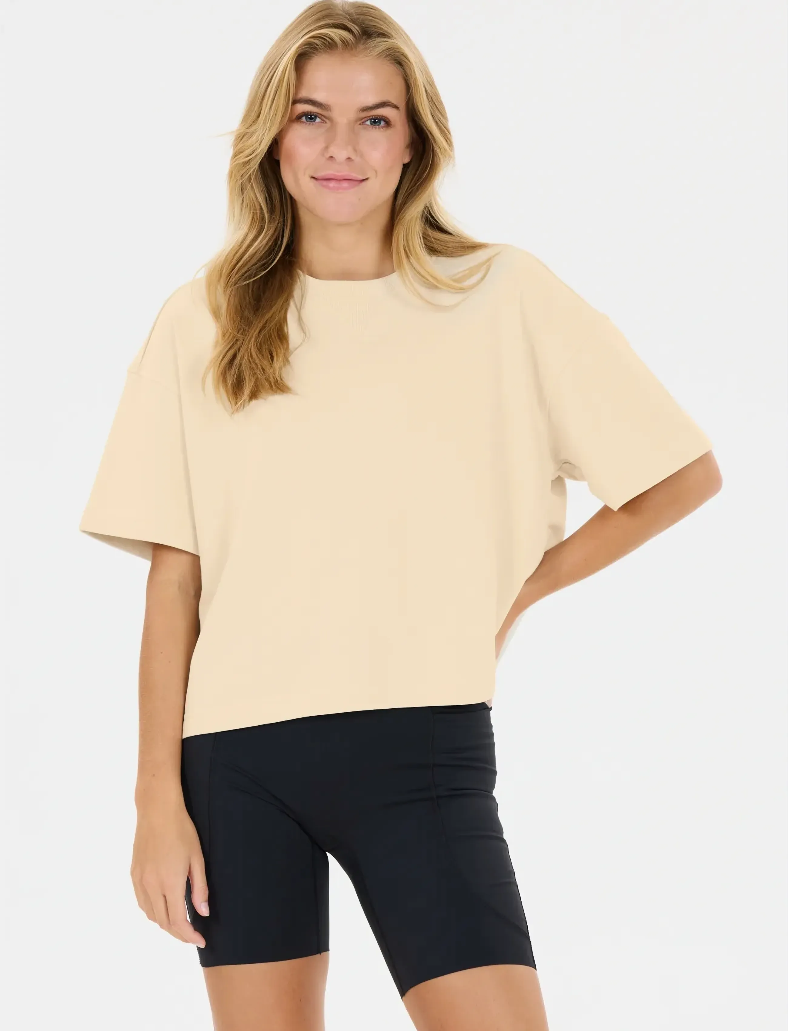 Athlecia Crecy W S/S Tee - T-särgid - OATMEAL / cream