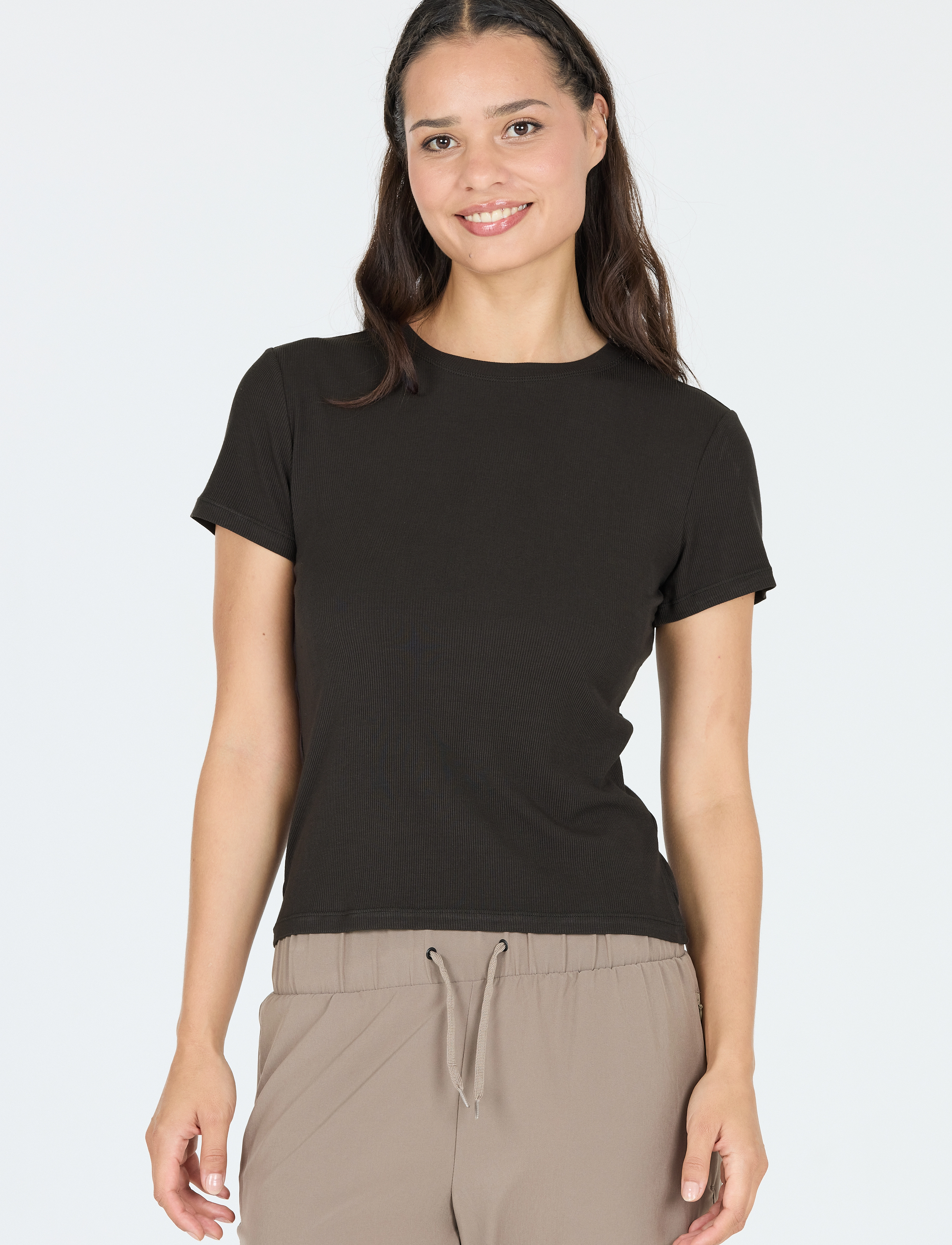 Athlecia - Tinashe W Rib S/S Tee - alussärgid ja t-särgid - black - 4