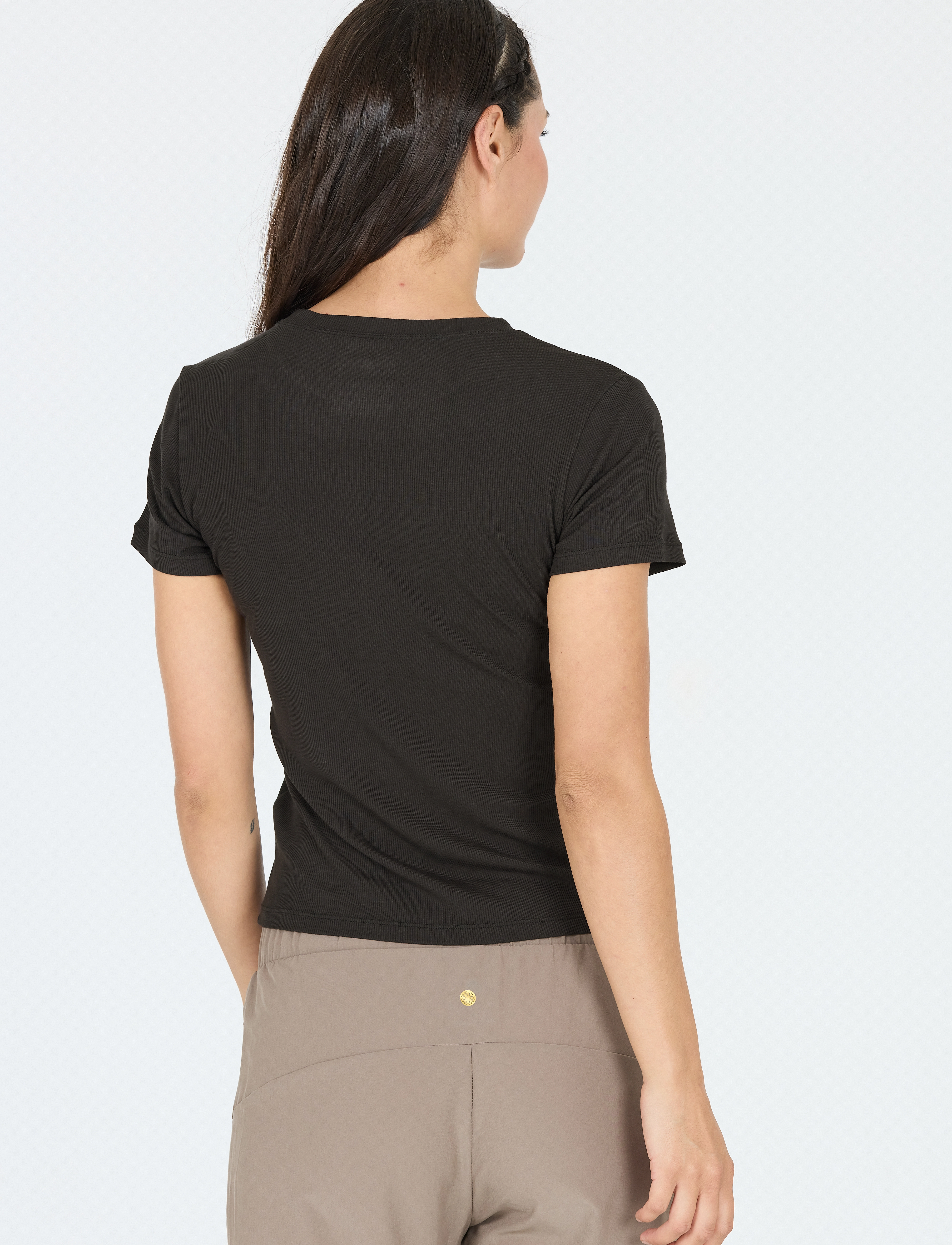 Athlecia - Tinashe W Rib S/S Tee - alussärgid ja t-särgid - black - 5