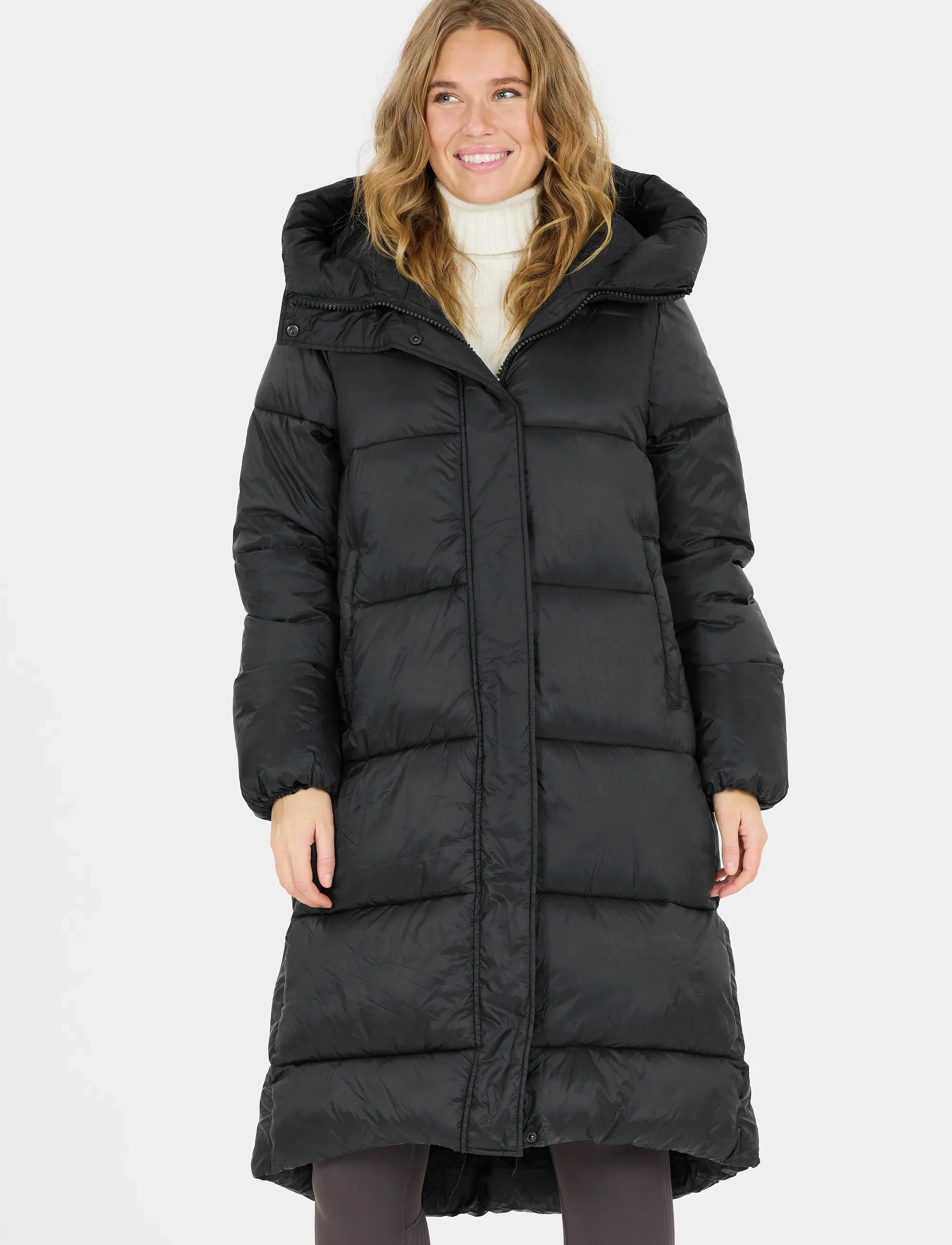 Athlecia Miraz W Long Puffer Jacket, 38, Black, Sport Jackets > Sport Padded Jackets, Dame