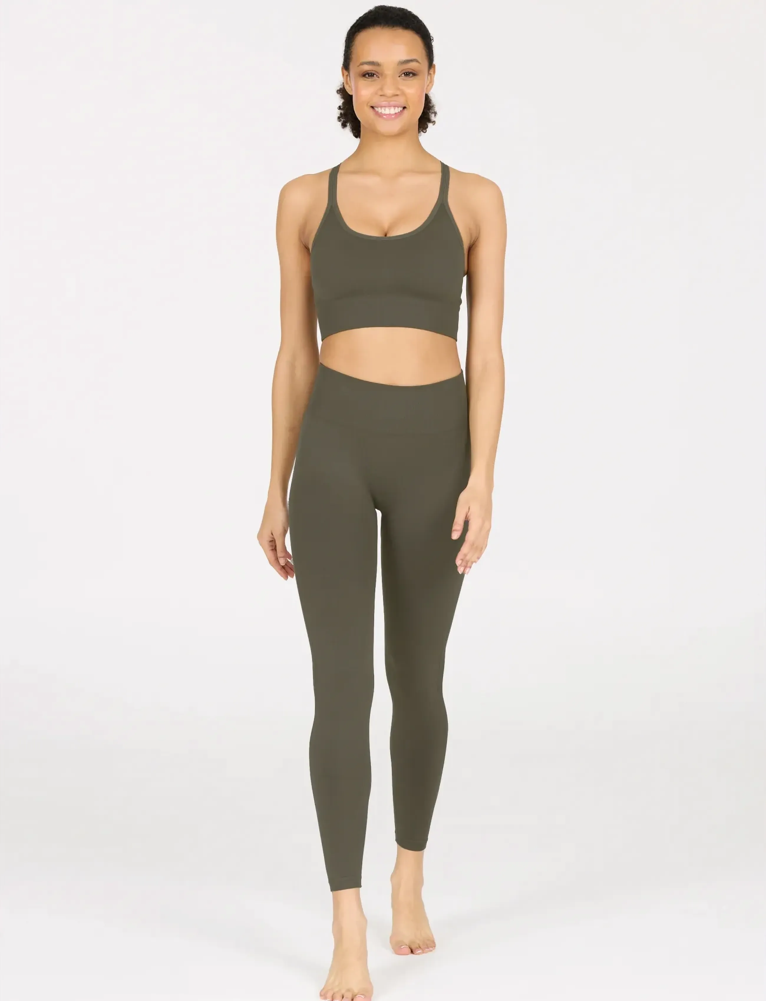 Athlecia Nagar V2 W Seamless Tights, Kvinder, Sømløse Højtaljede Tights, Kakigrøn, Str: XXS/XS