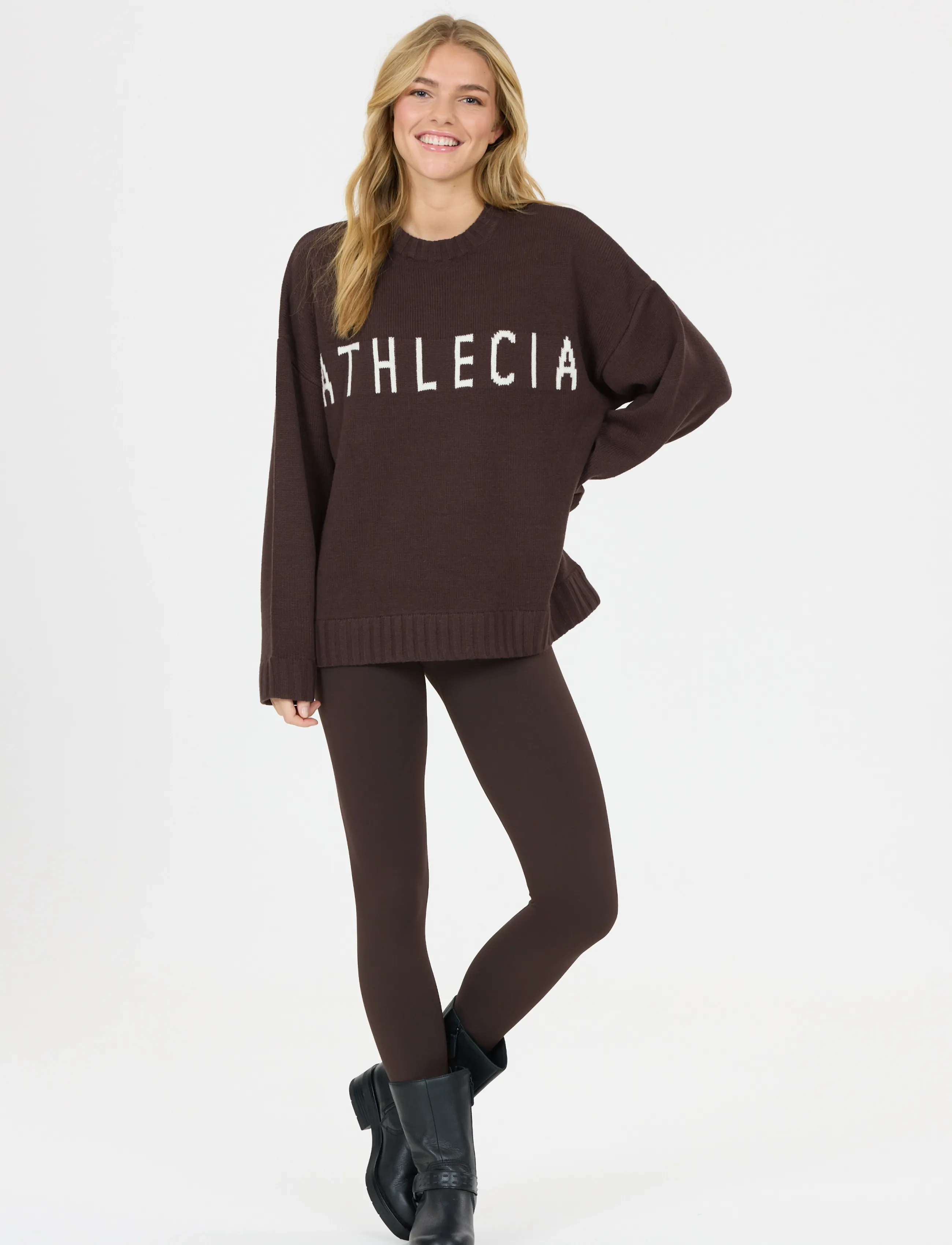 Athlecia Lyda W Knitted Crew Neck stickade tröjor dam – bild 3