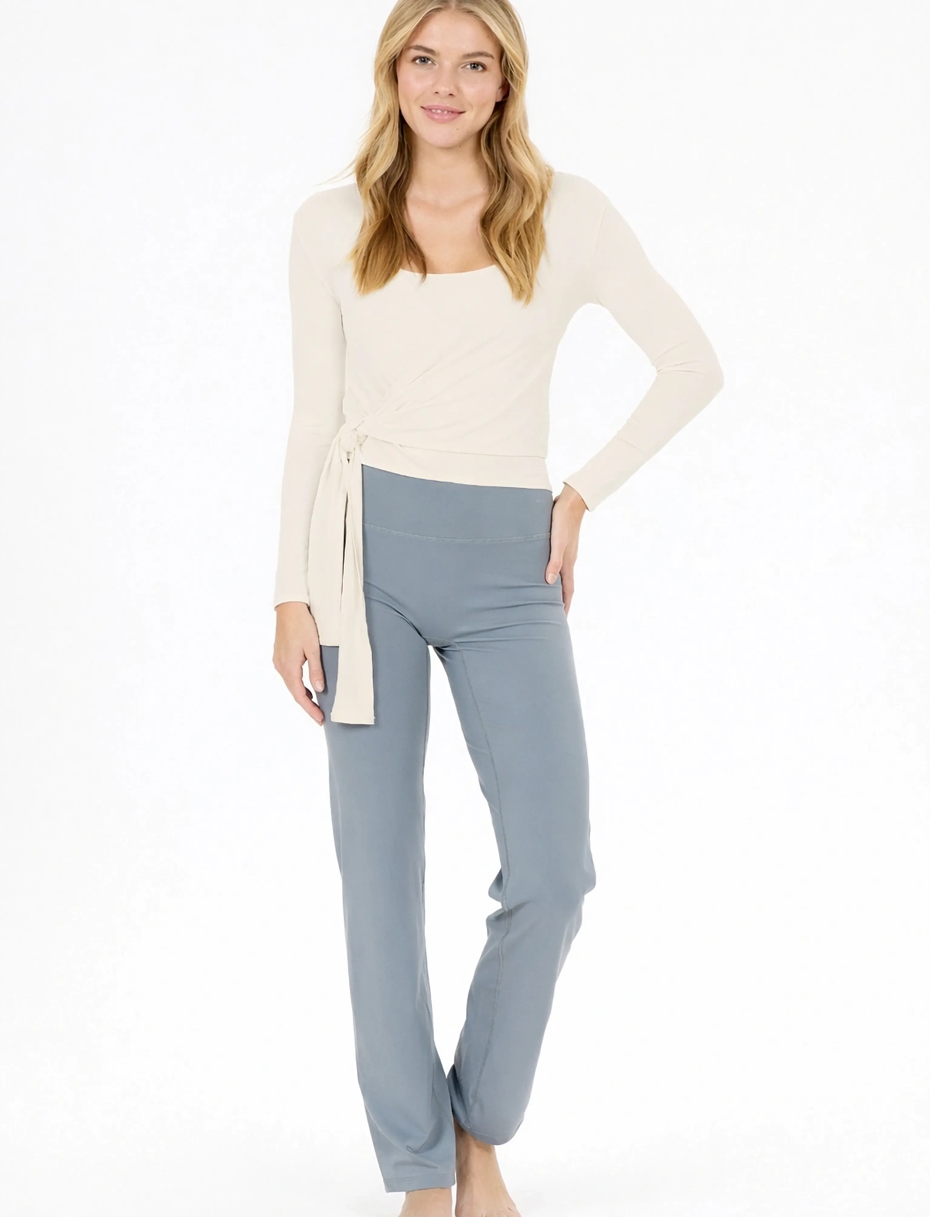 Athlecia - Walyn W Wrap Blouse - crop-tops - vaporous gray - 3