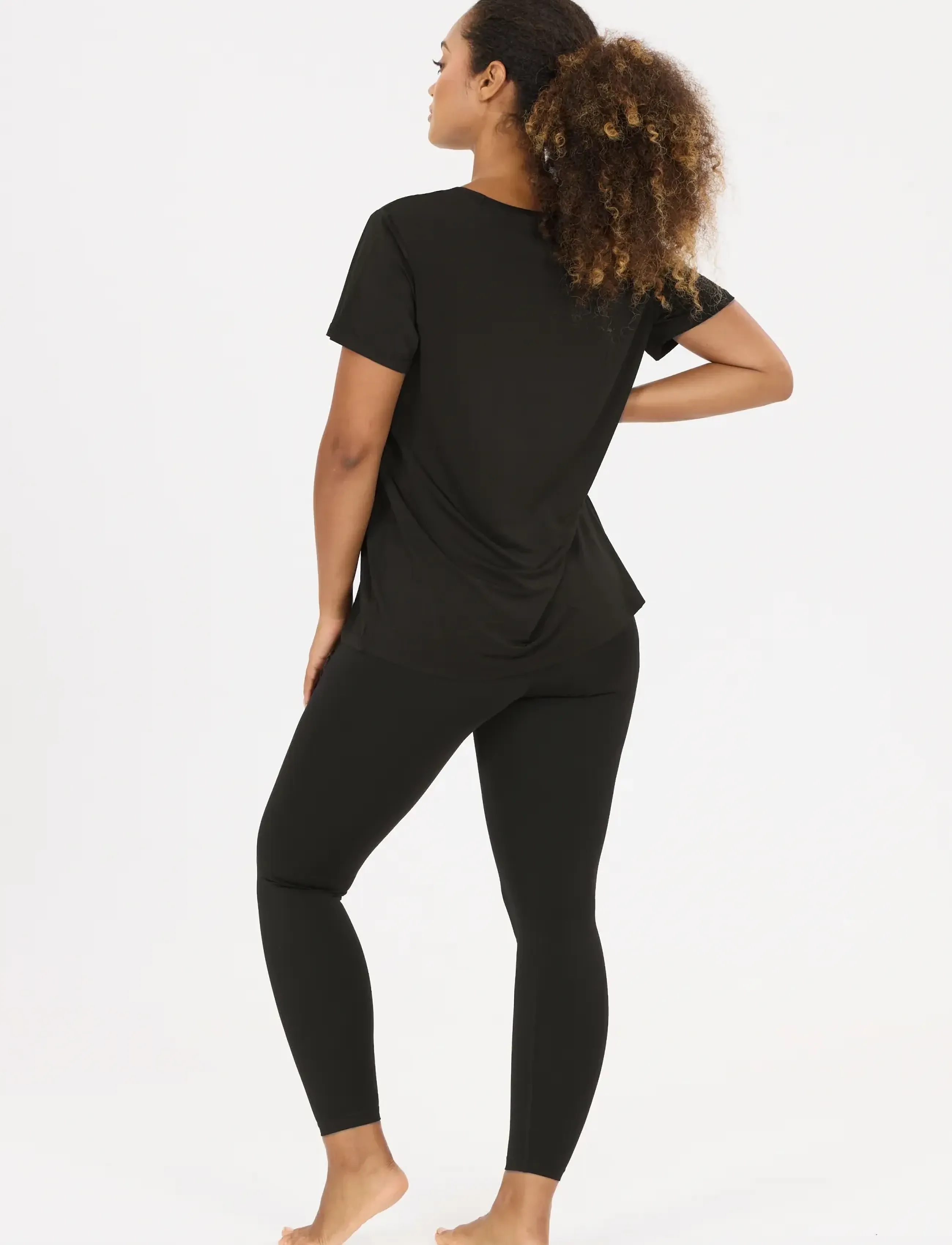 Athlecia - Lizzy V2 W Slub SS Tee - t-shirts - black melange - 3