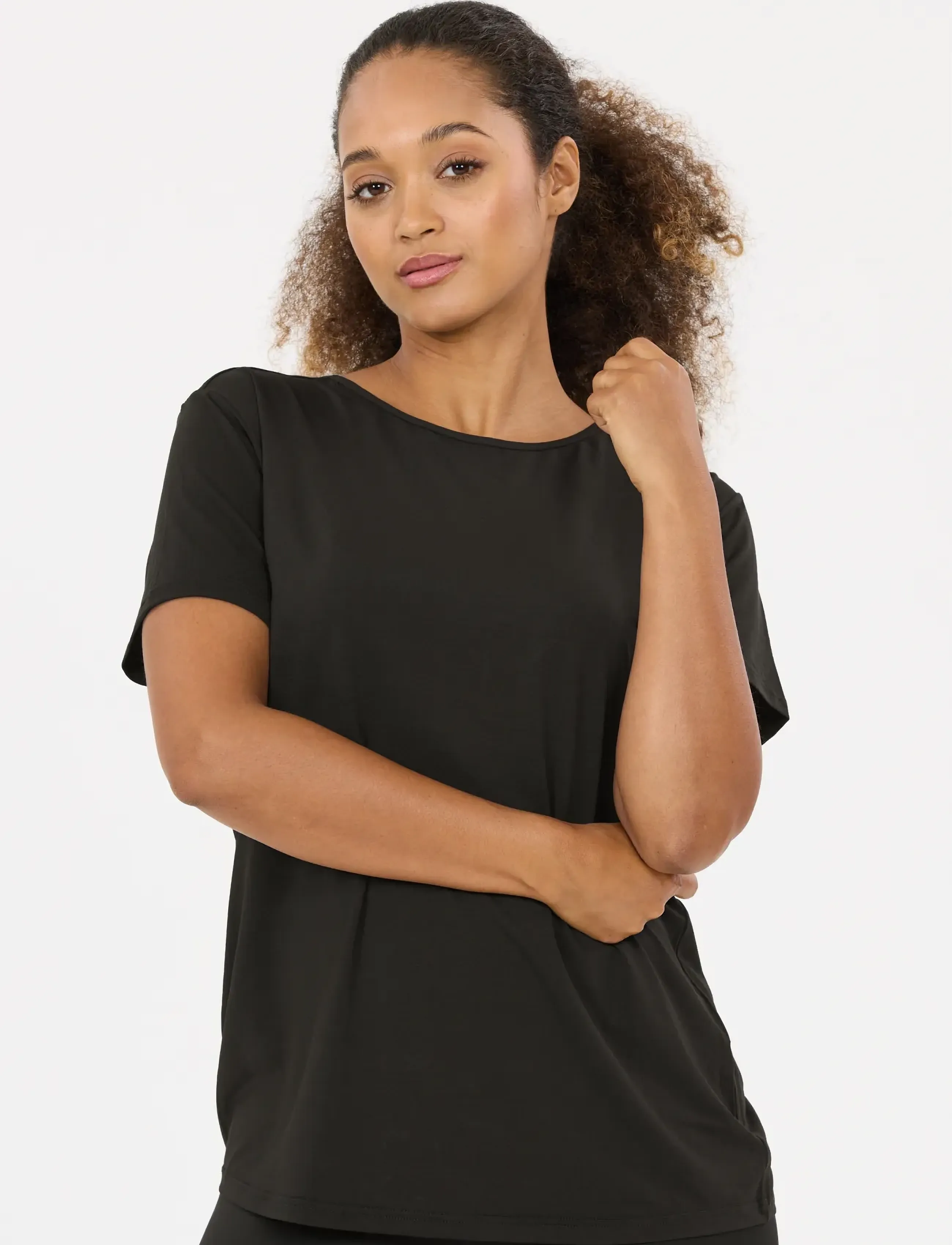 Athlecia - Lizzy V2 W Slub SS Tee - t-shirts - black melange - 4