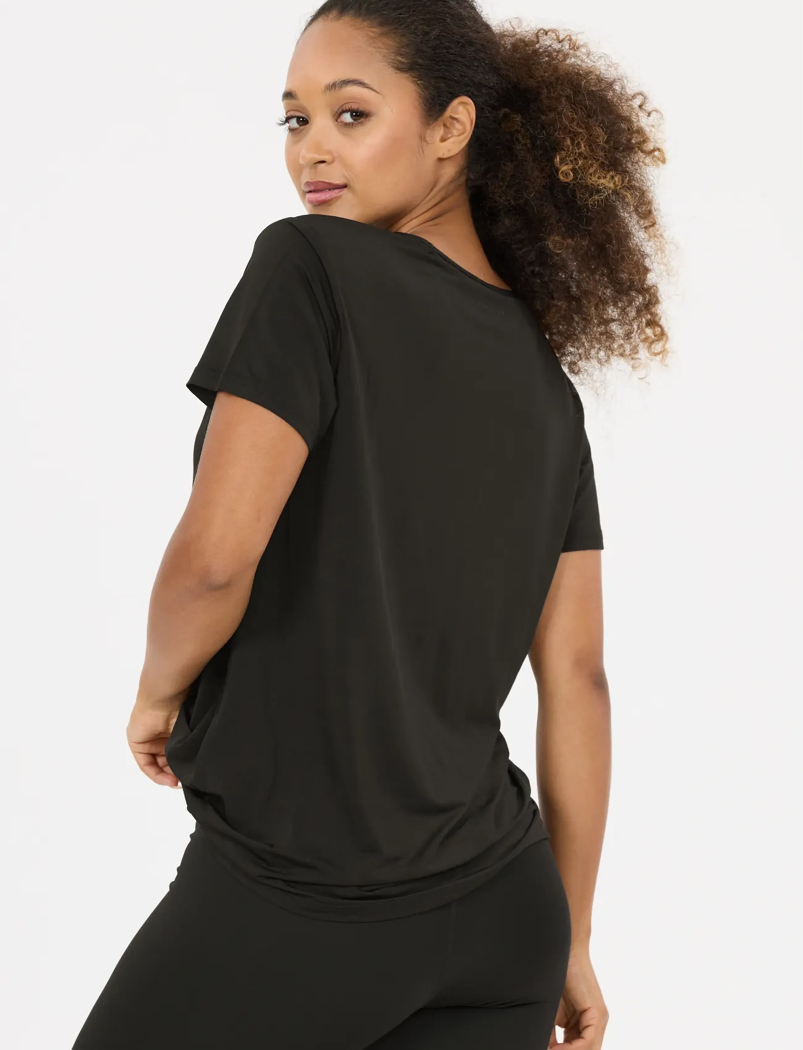 Athlecia - Lizzy V2 W Slub SS Tee - t-shirts - black melange - 5