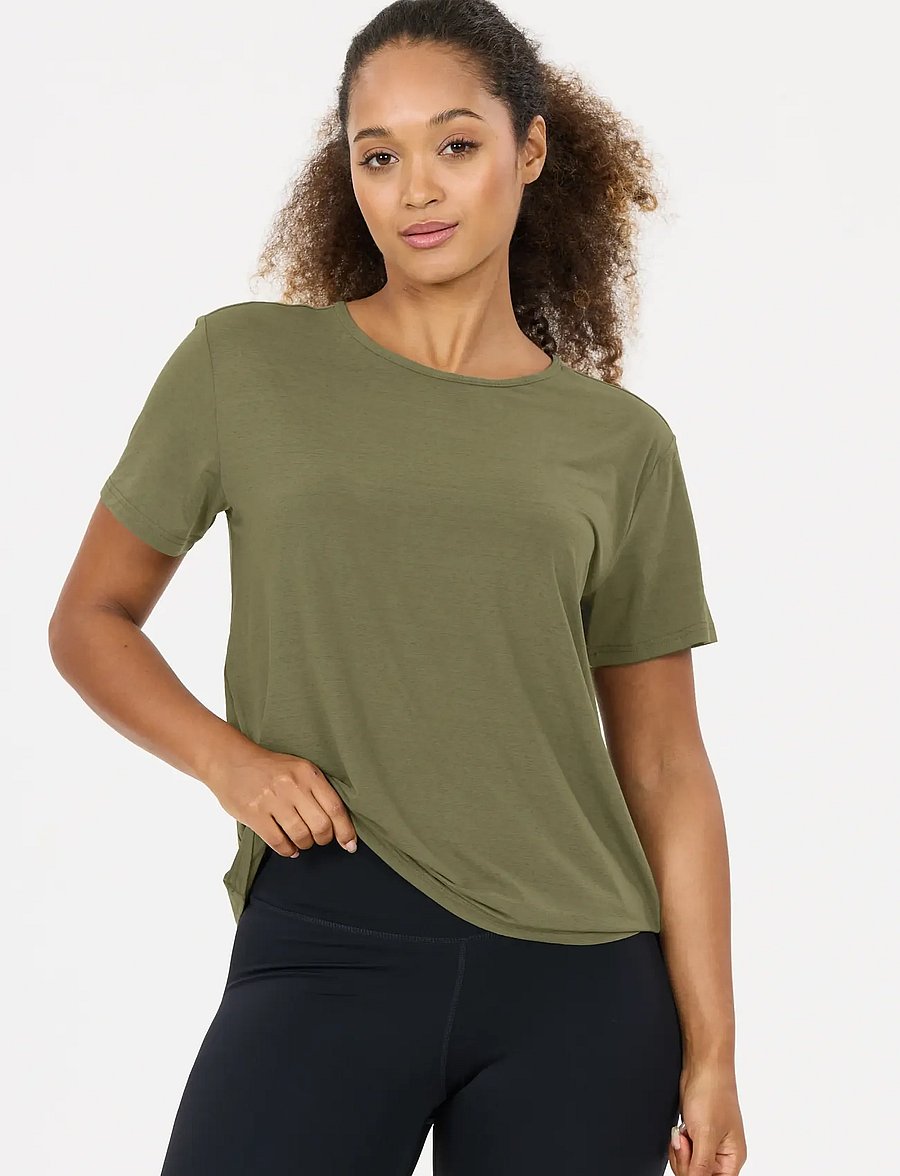 Athlecia - Lizzy V2 W Slub SS Tee - t-särgid - dusty olive - 4