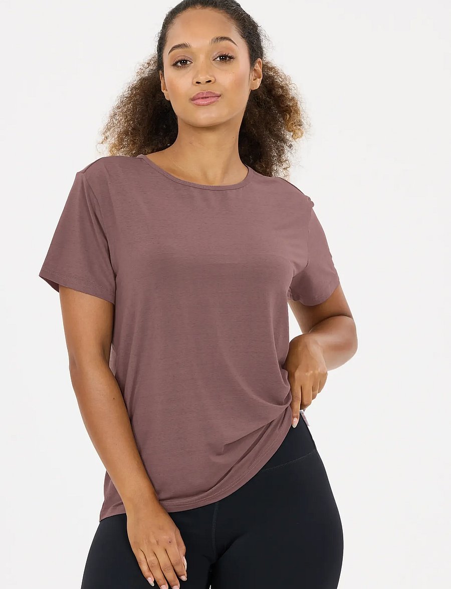Athlecia - Lizzy V2 W Slub SS Tee - t-shirts - sparrow - 0