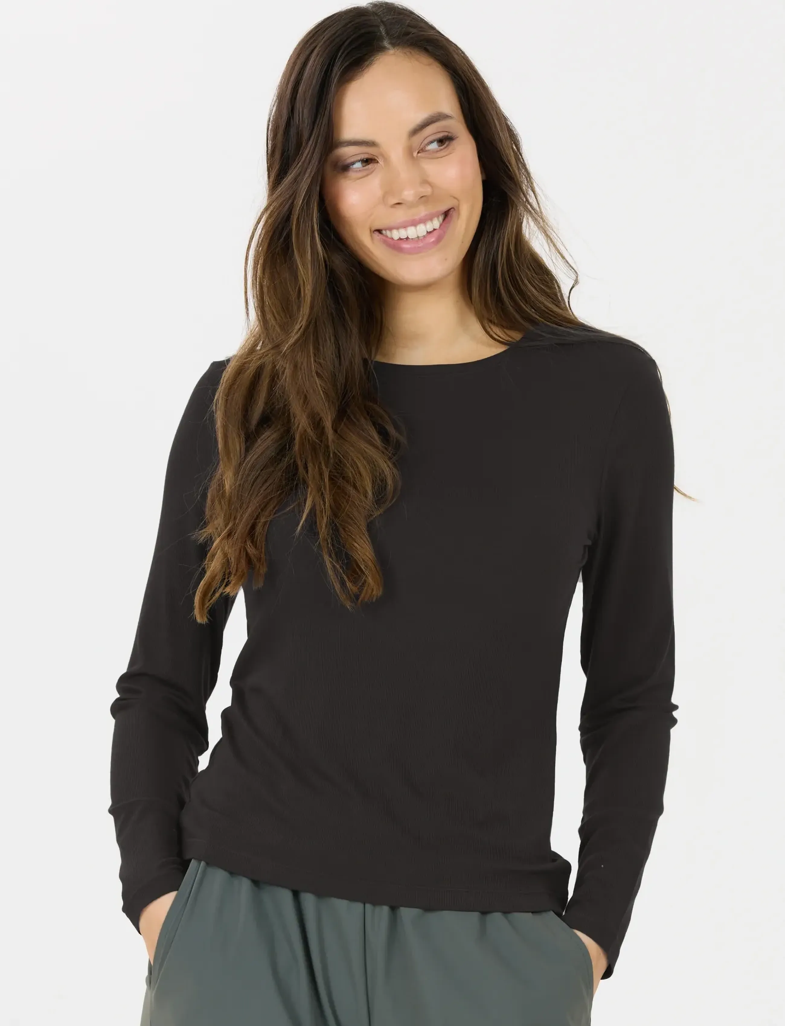 Athlecia - Tinashe V2 W Rib LS Tee - langarmshirts - black - 4