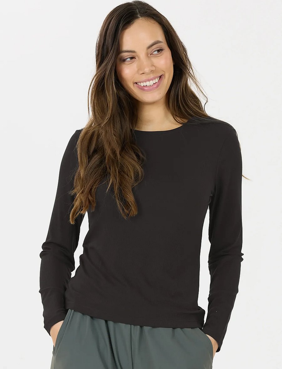Athlecia - Tinashe V2 W Rib LS Tee - langarmshirts - black - 4