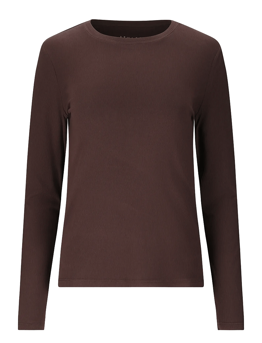 Athlecia - Tinashe V2 W Rib LS Tee - pikkade varrukatega alussärgid - chocolate torte - 0