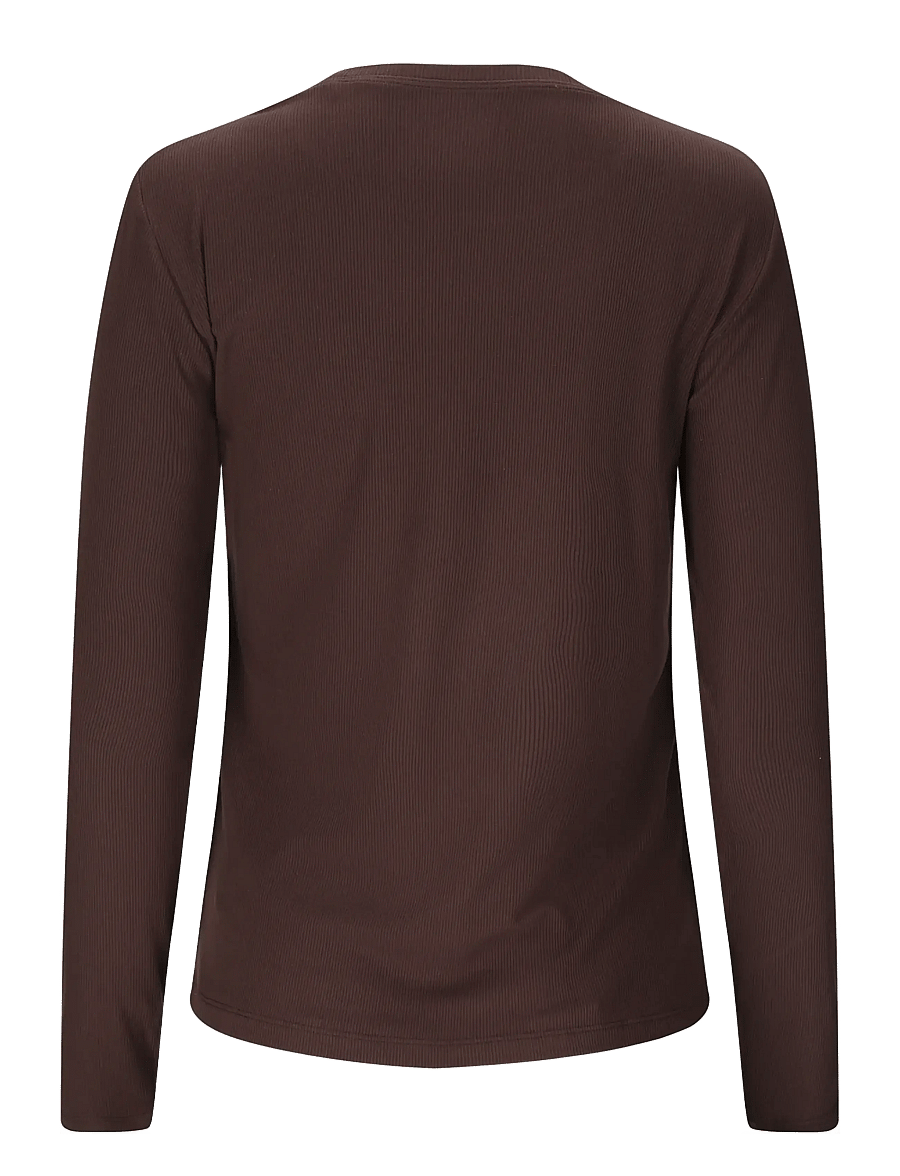 Athlecia - Tinashe V2 W Rib LS Tee - pikkade varrukatega alussärgid - chocolate torte - 1
