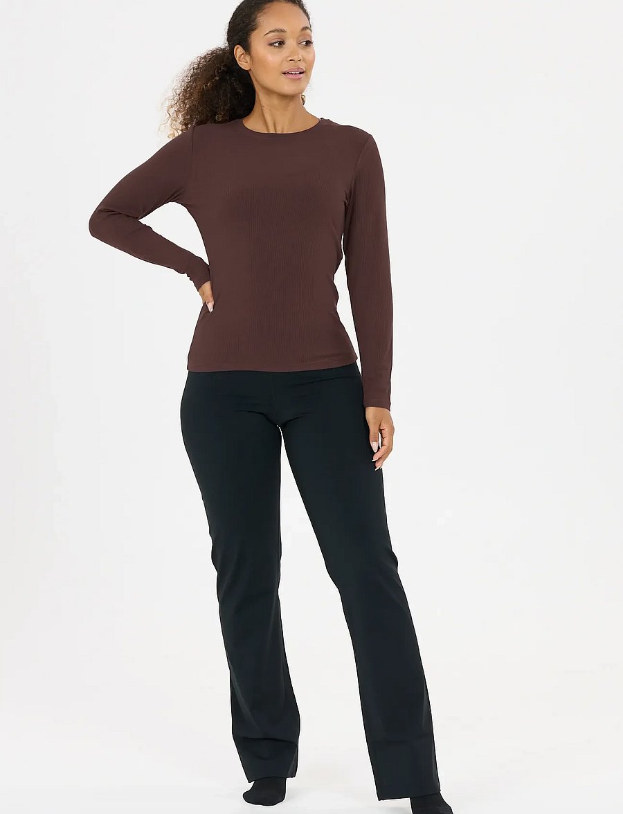 Athlecia - Tinashe V2 W Rib LS Tee - pikkade varrukatega alussärgid - chocolate torte - 2