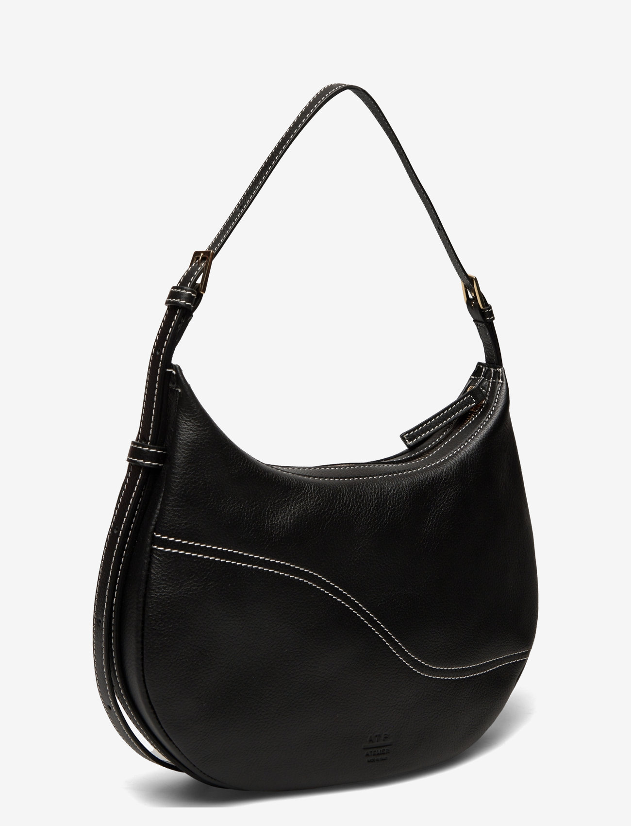 ATP Atelier - Liveri Black/Contrast Stitch Grained Calf - top handle tasker - black/contrast stitch - 3
