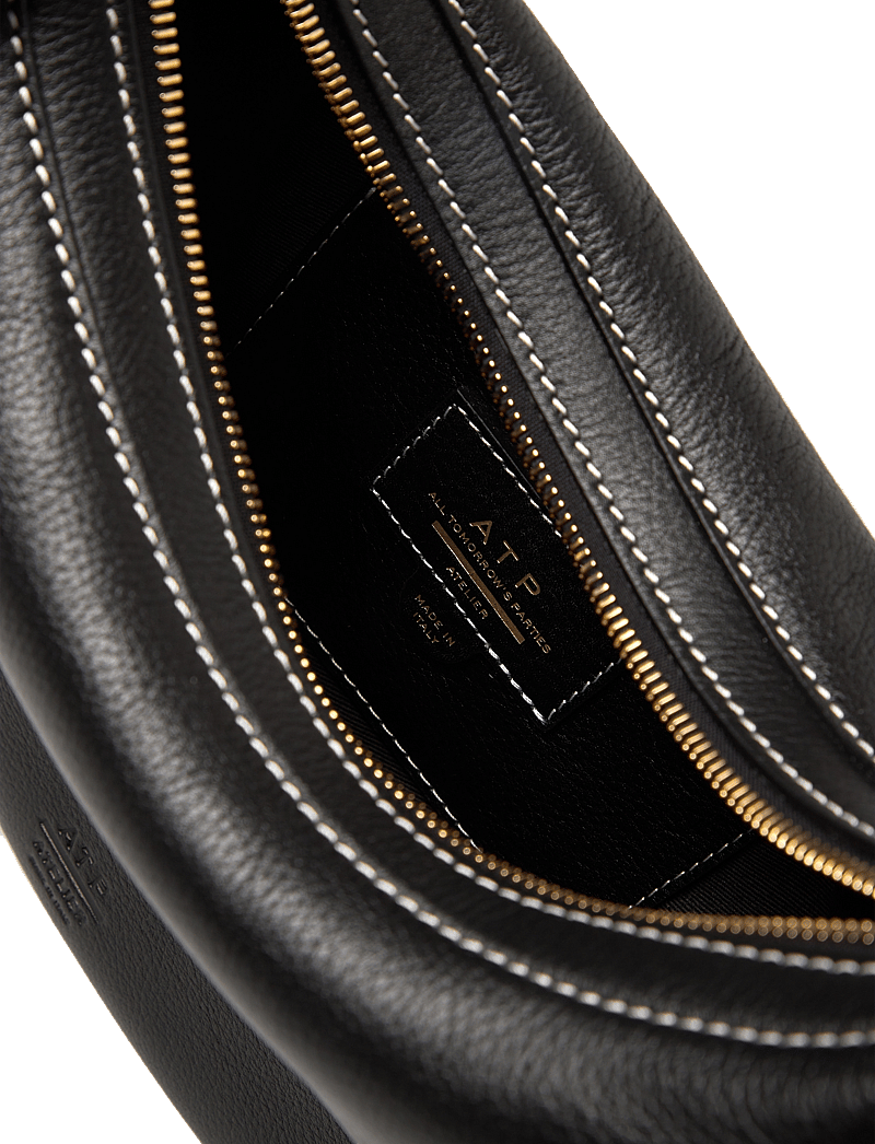 ATP Atelier - Liveri Black/Contrast Stitch Grained Calf - top handle tasker - black/contrast stitch - 4
