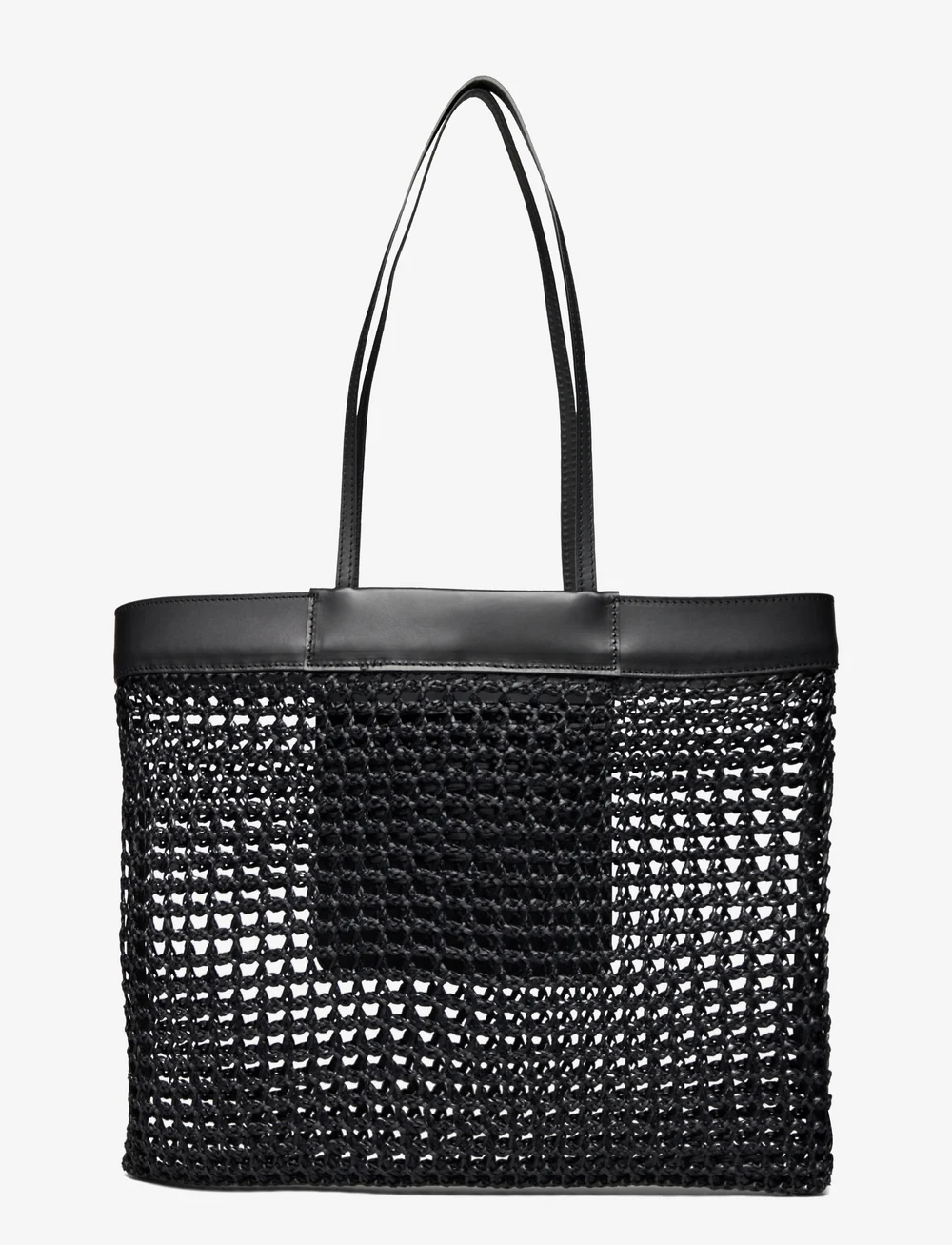 【ATP Atelier】MARGANI BLACK RAFFIA/LEATHER TOTE BAG ATP Atelier Margani Black Raffia/vacchetta (AAR122718