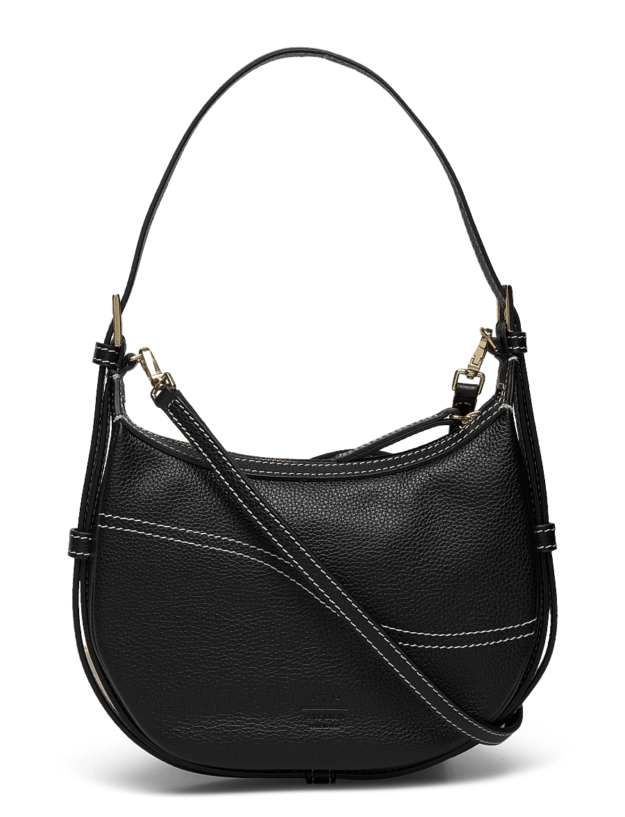 ATP Atelier - Silea Black/Contrast Stitch Grained Calf - torby na ramię - black/contrast stitch - 1