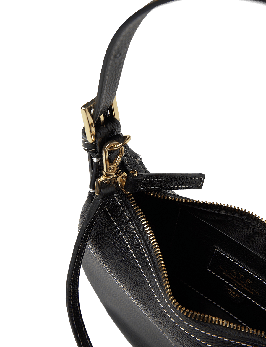 ATP Atelier - Silea Black/Contrast Stitch Grained Calf - torby na ramię - black/contrast stitch - 5