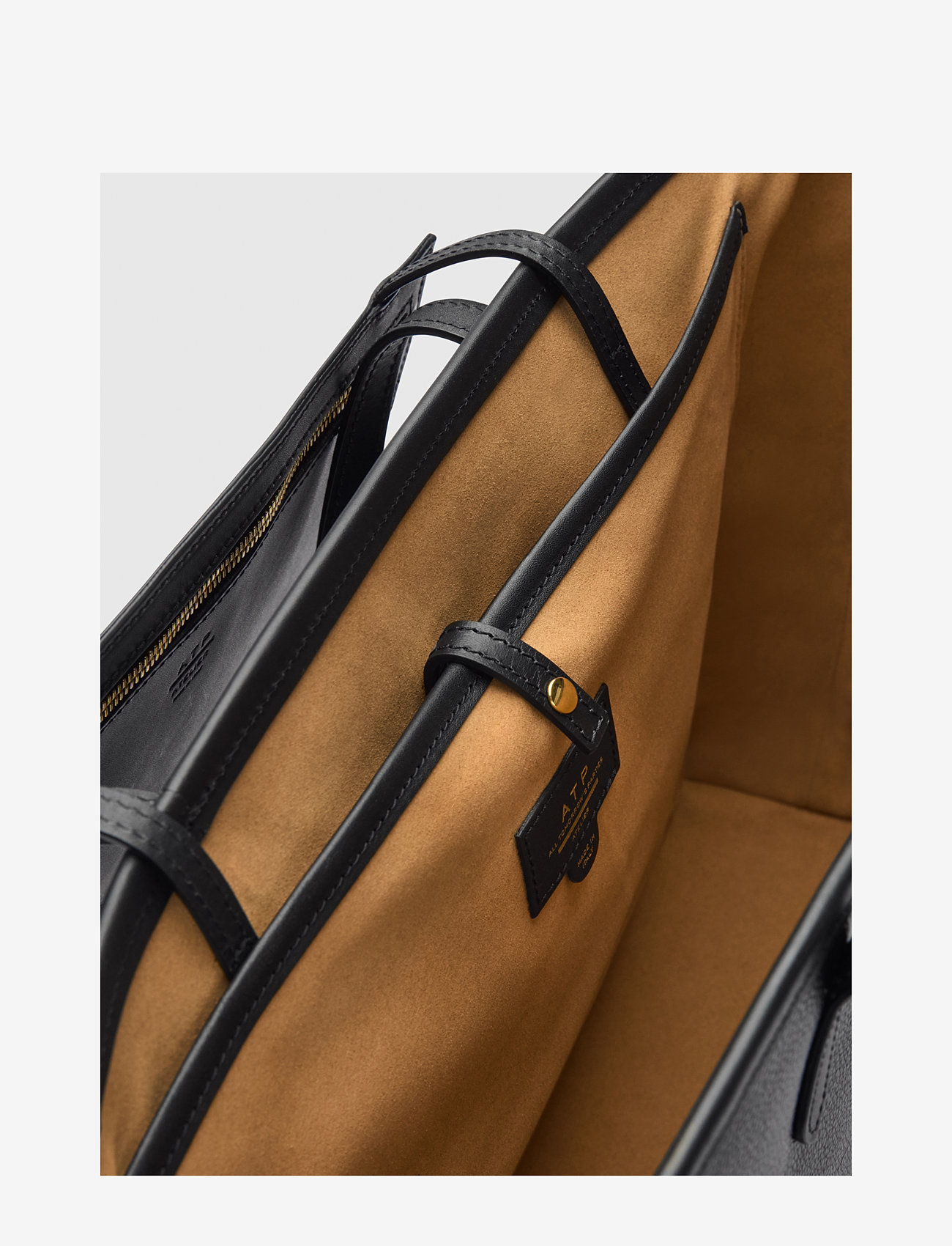 ATP Atelier - Eraclea Black Grained Calf/Vacchetta - shoppingväskor - black - 3