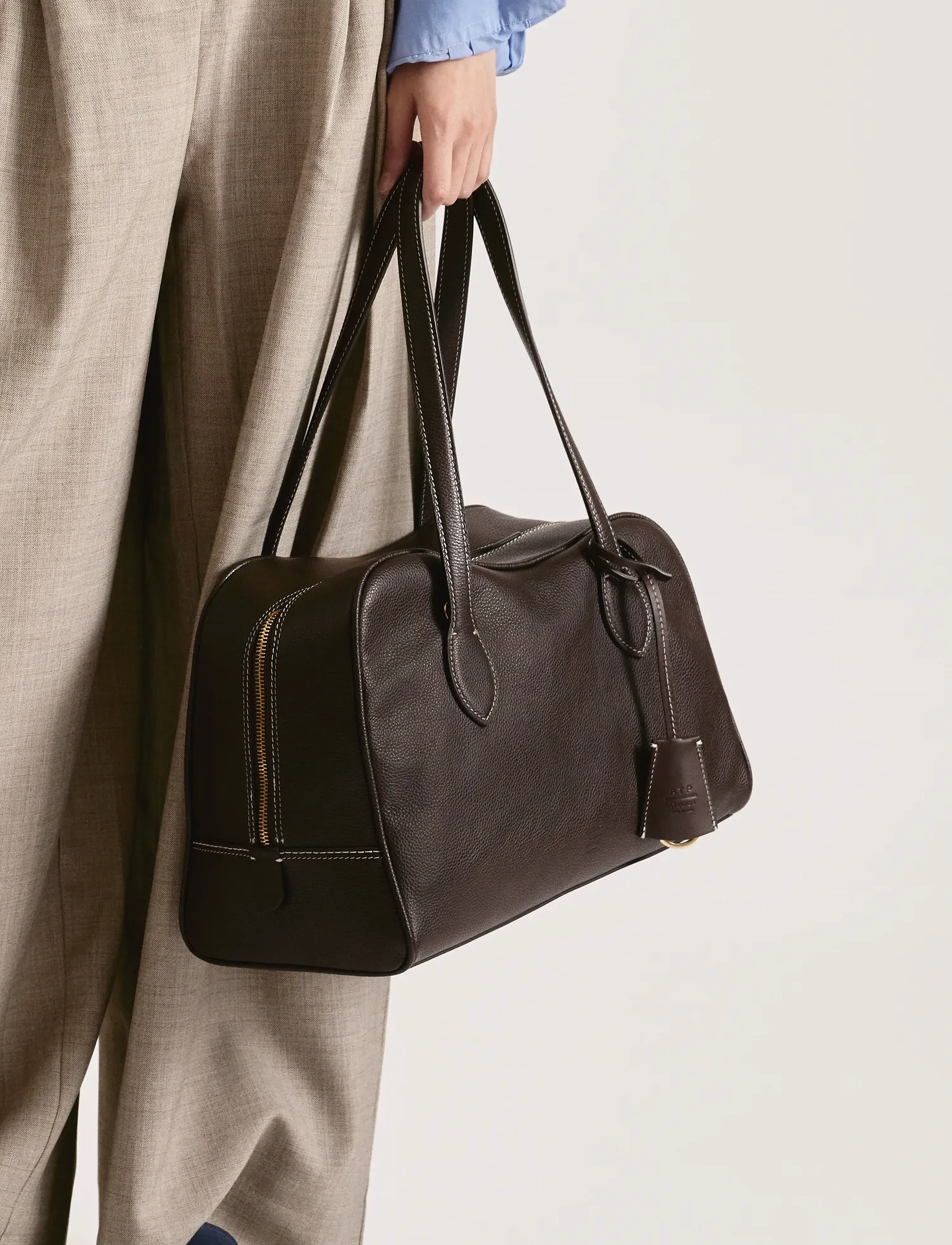 ATP Atelier - Noale Walnut/Contrast Stitch Grained Calf - shoppere - walnut/contrast stitch - 3