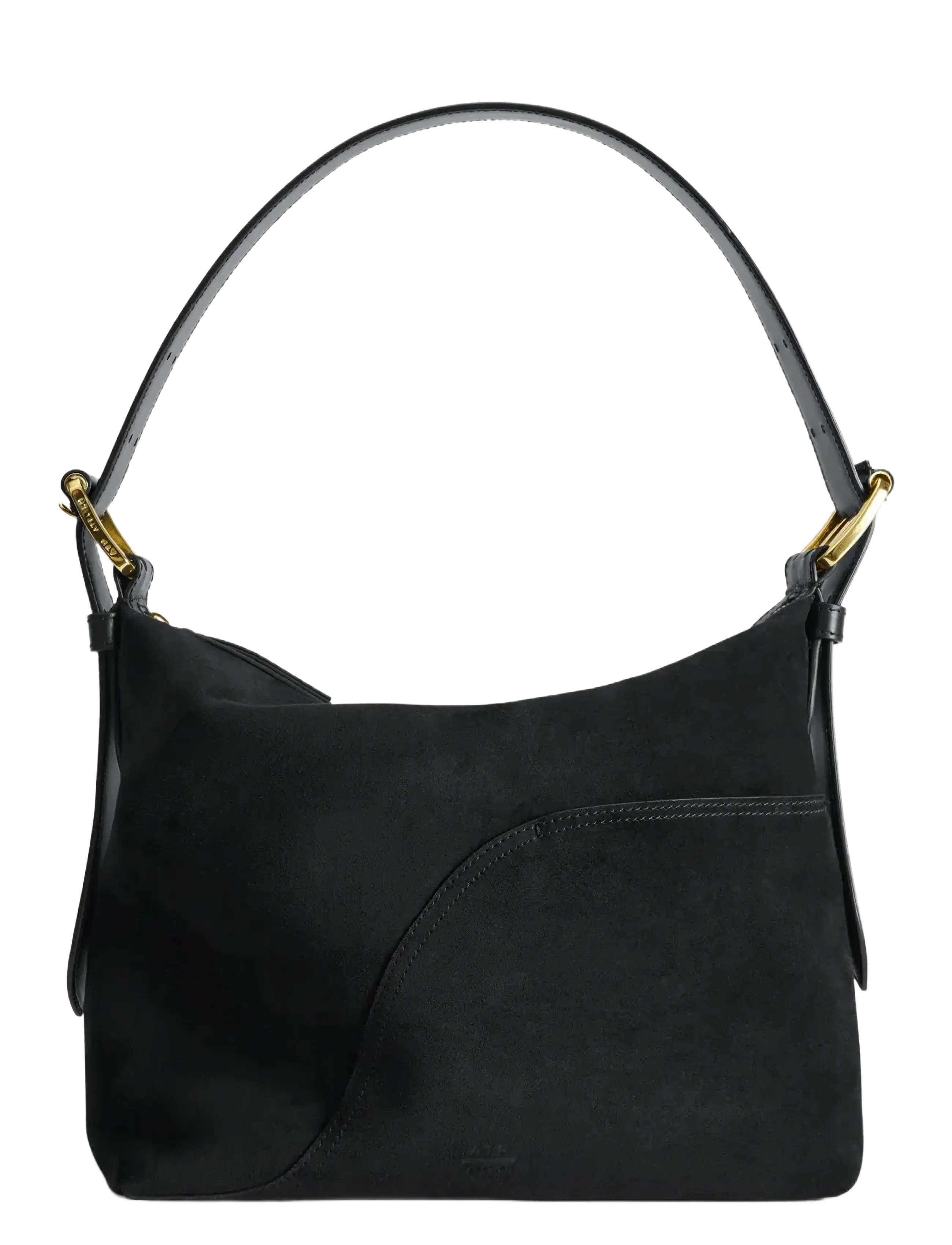 ATP Atelier Bassanina Black Suede/Vacchetta - Håndtasker - BLACK / black
