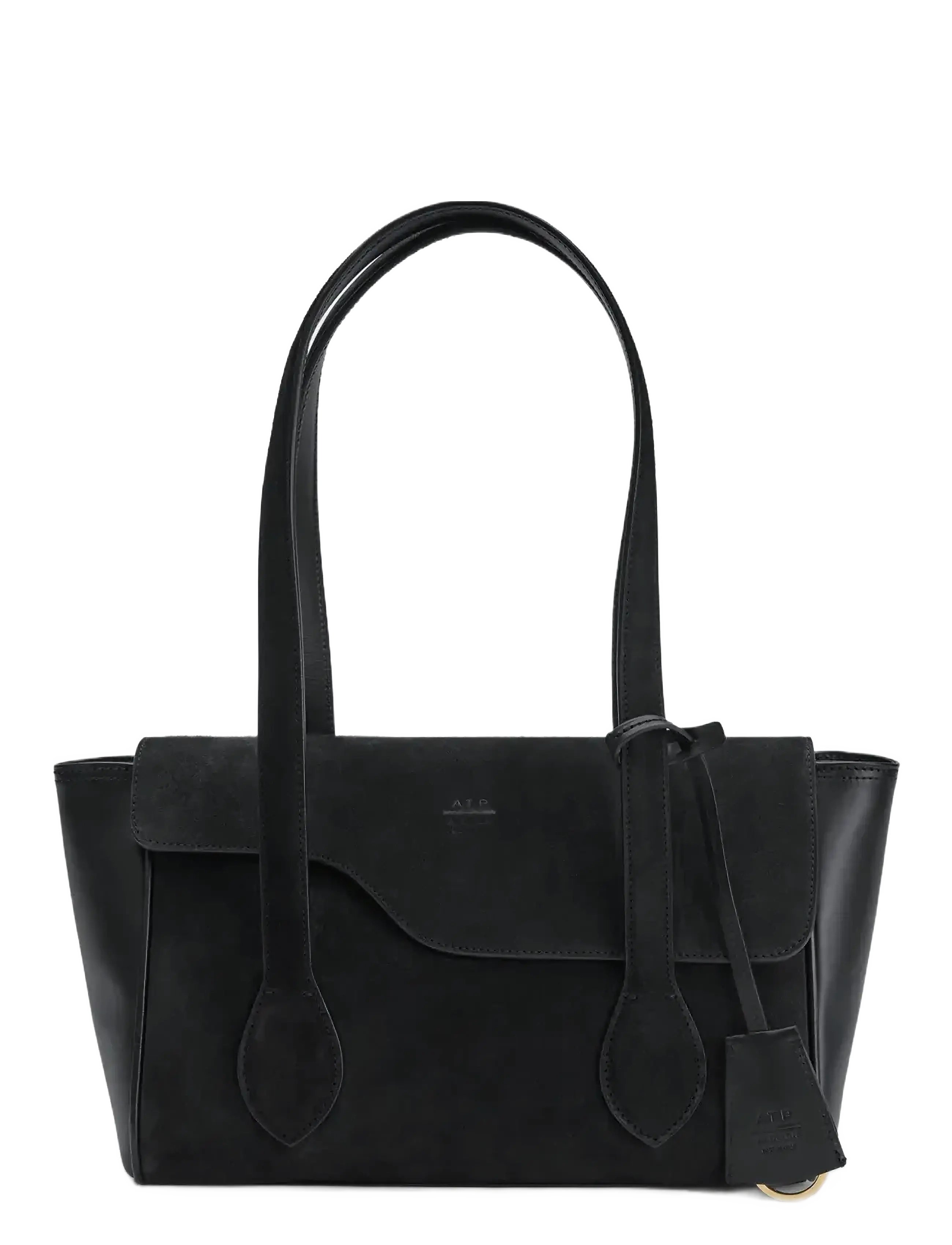 ATP Atelier Eira Black Suede/Vacchetta - Håndtasker - BLACK / black