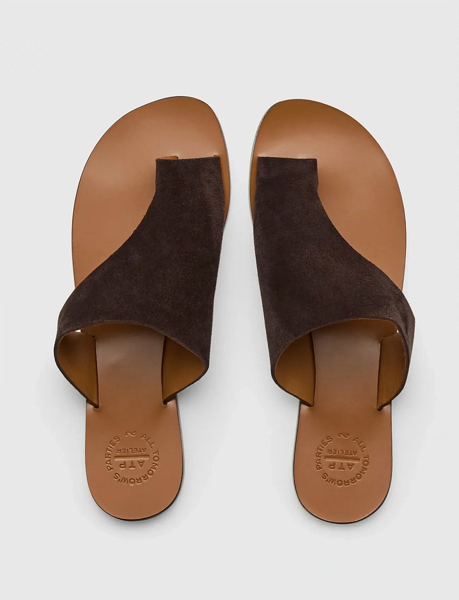 ATP Atelier - Rosa Walnut Suede - flat sandals - walnut - 0