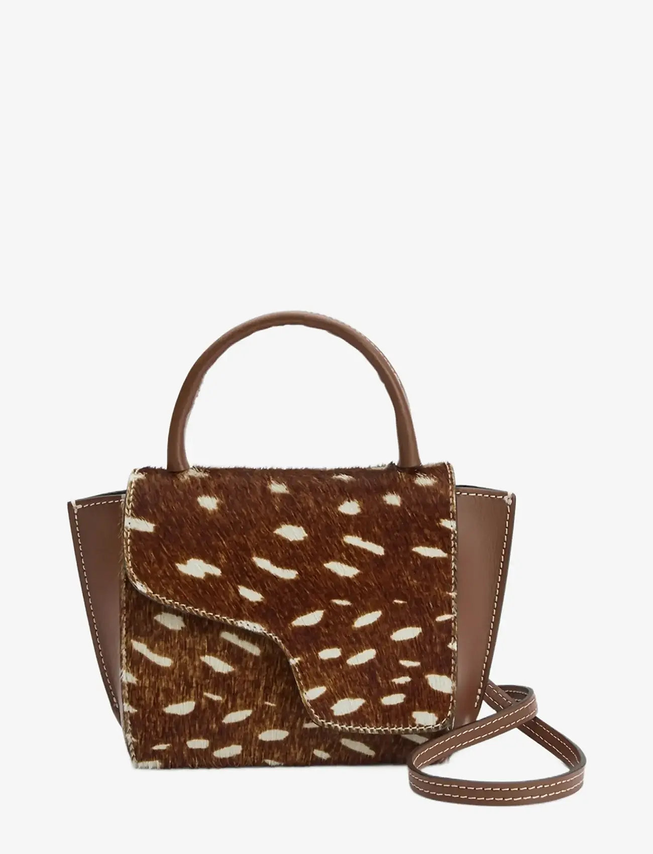 ATP Atelier - Montalcino Cannella Printed Cerbiatto Pony/Vacchetta - top handle tasker - cannella - 0