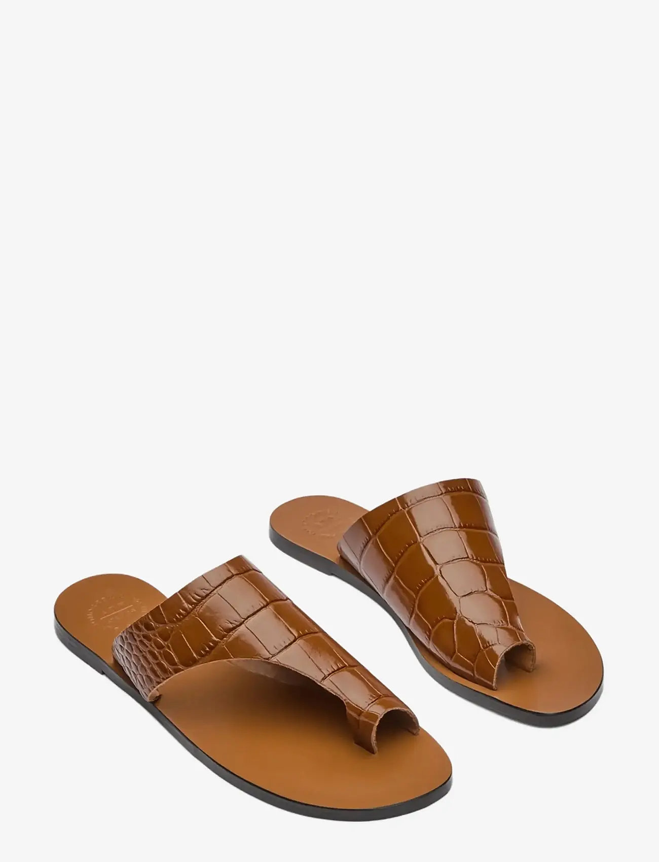 ATP Atelier - Rosa Cannella Printed Croco - flat sandals - cannella - 1