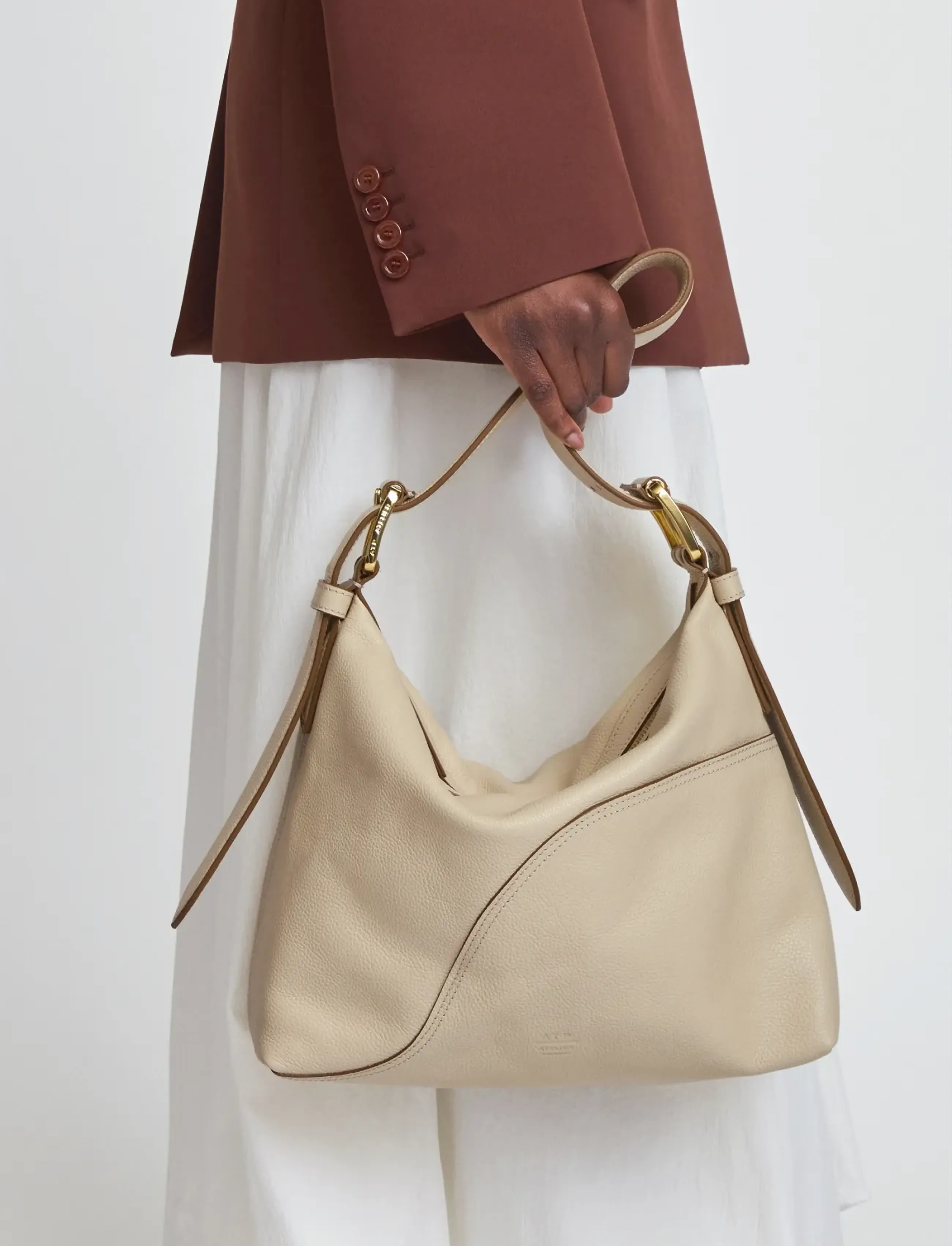 ATP Atelier Bassanina Mandorla Grained Calf, Kvinder, Skuldertaske, Cream, Str: ONE SIZE