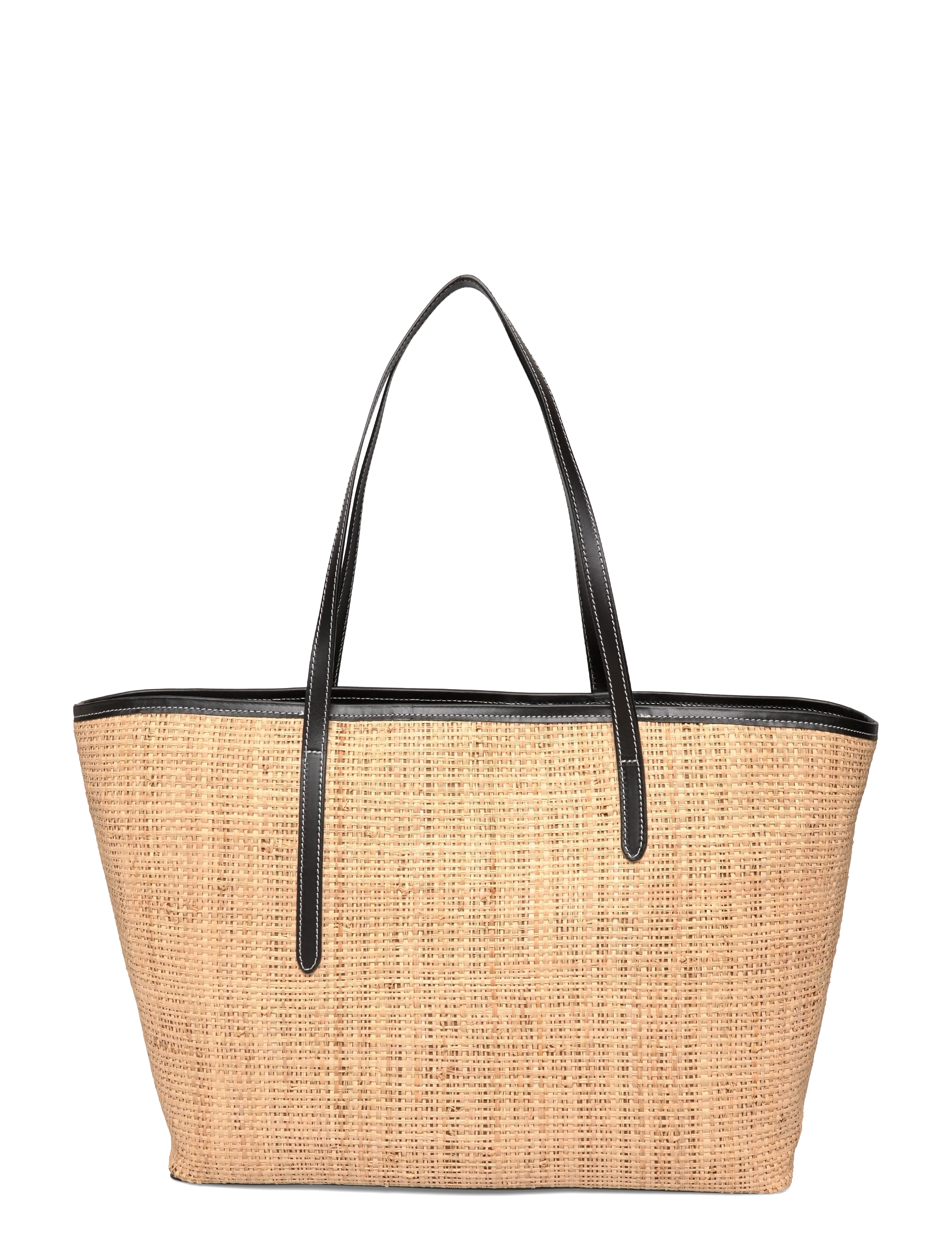 ATP Atelier Eraclea Natural/Black Raffia/Vacchetta, Kvinder, Raffia Tote Taske, Beige, Str: ONE SIZE
