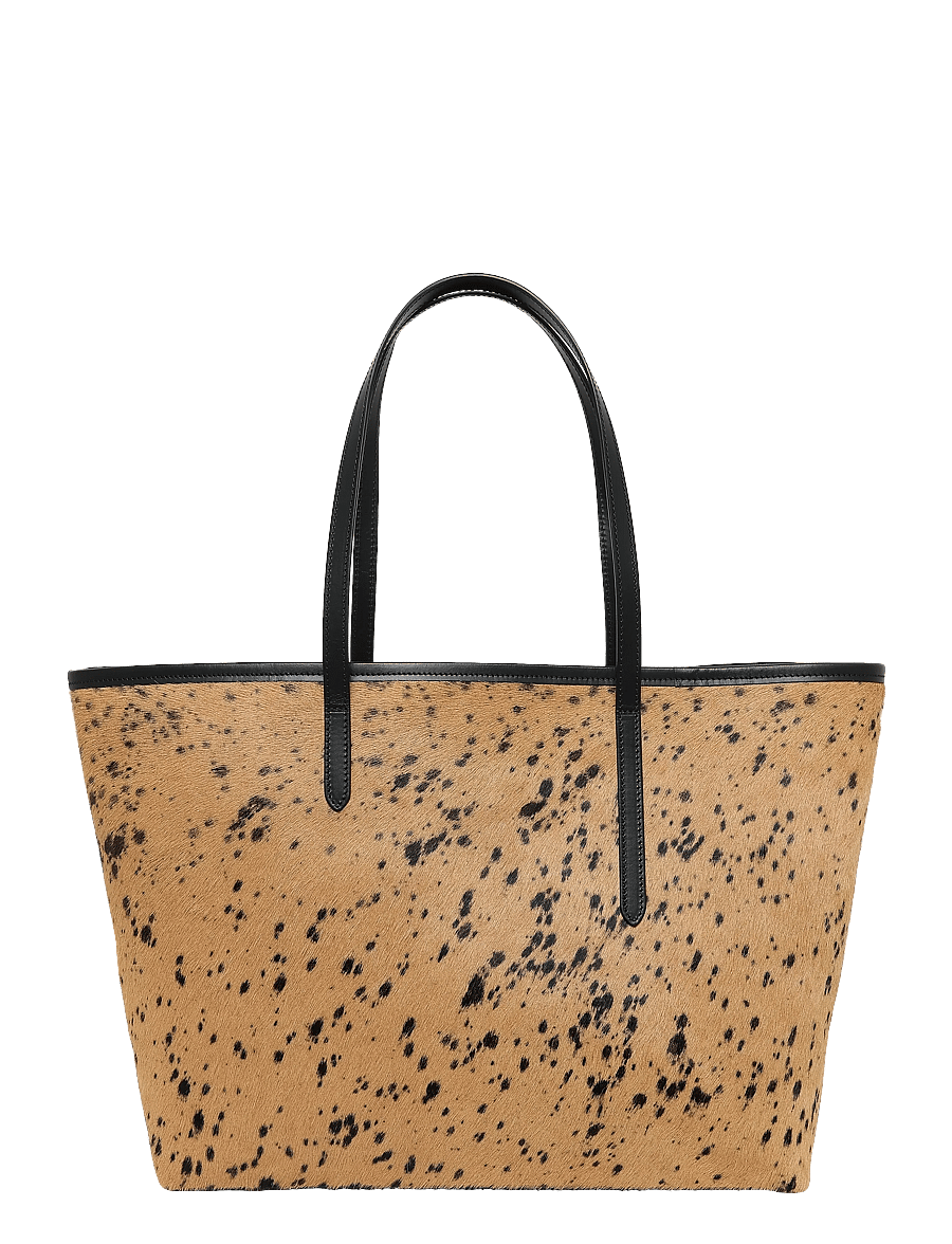 ATP Atelier - Eraclea Cannella/Black Printed Mini Cow/Vacchetta - shoppingväskor - cannella/black - 0
