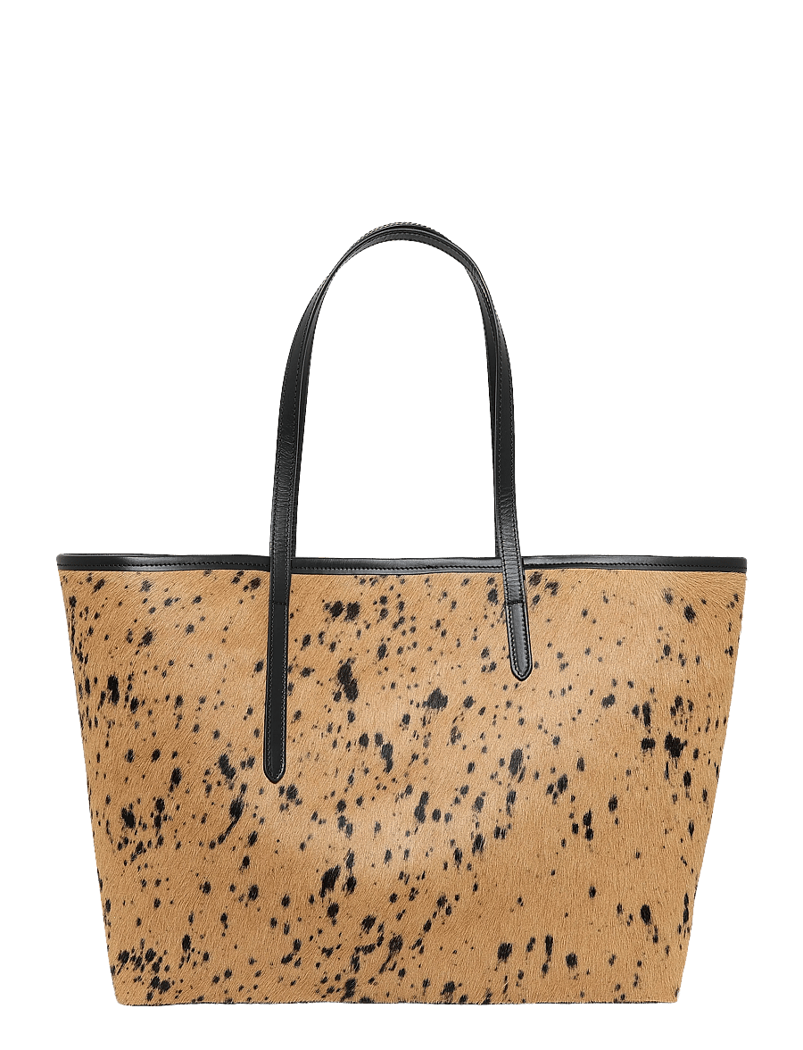 ATP Atelier - Eraclea Cannella/Black Printed Mini Cow/Vacchetta - shoppingväskor - cannella/black - 1