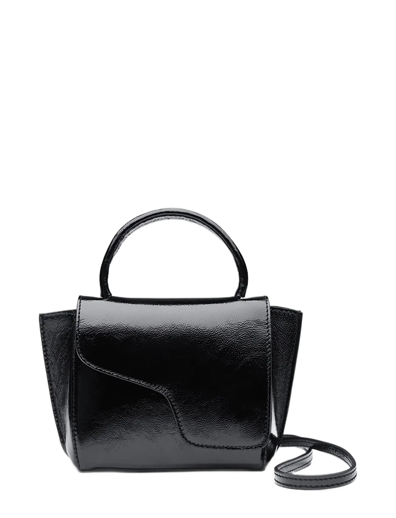 ATP Atelier Montalcino Black Naplack, Patent Håndtaske Med Topgreb, Sort, Str: ONE SIZE