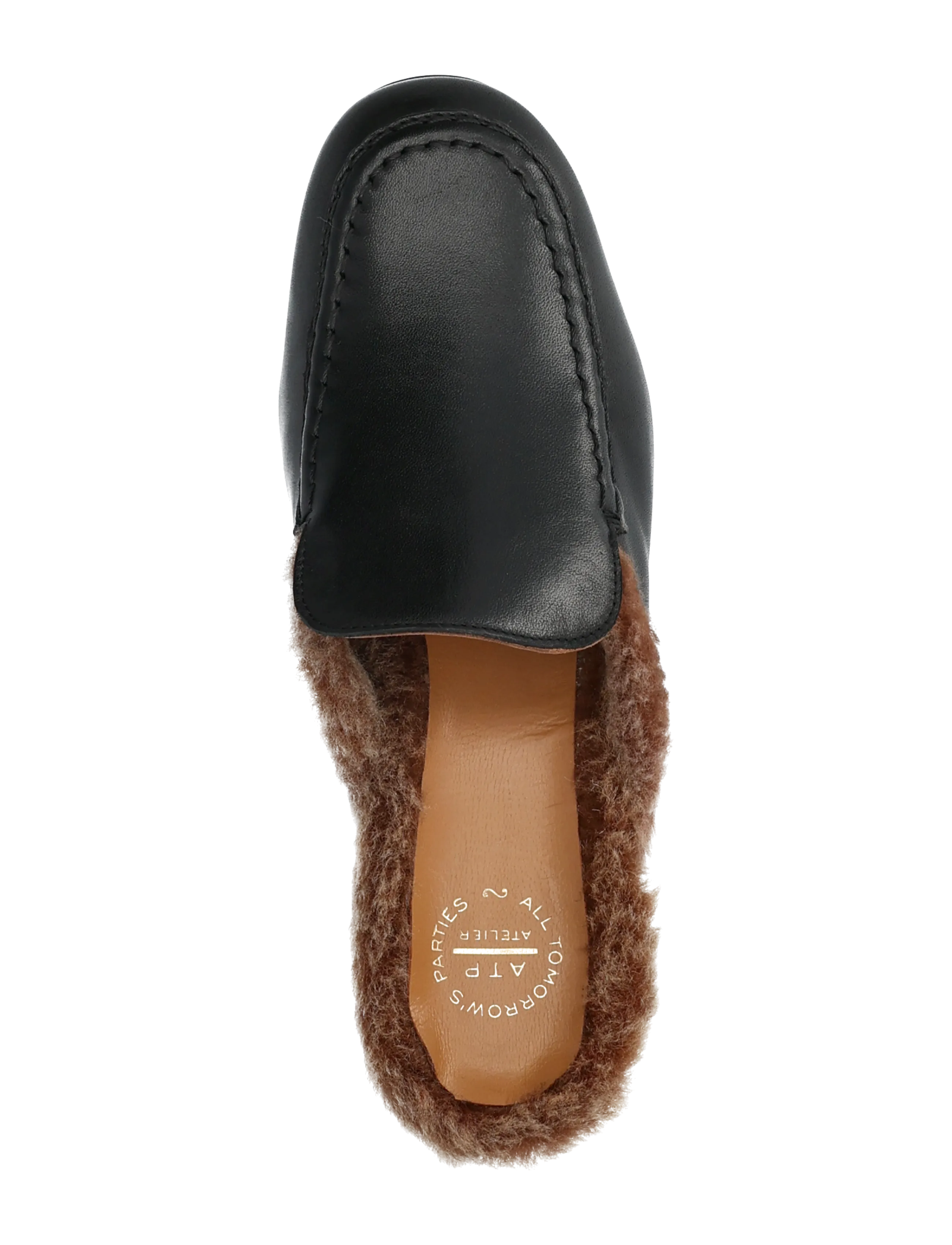 ATP Atelier - Stibbio Black/Orsetto Calf/Shearling - flade mules - black/orsetto - 4