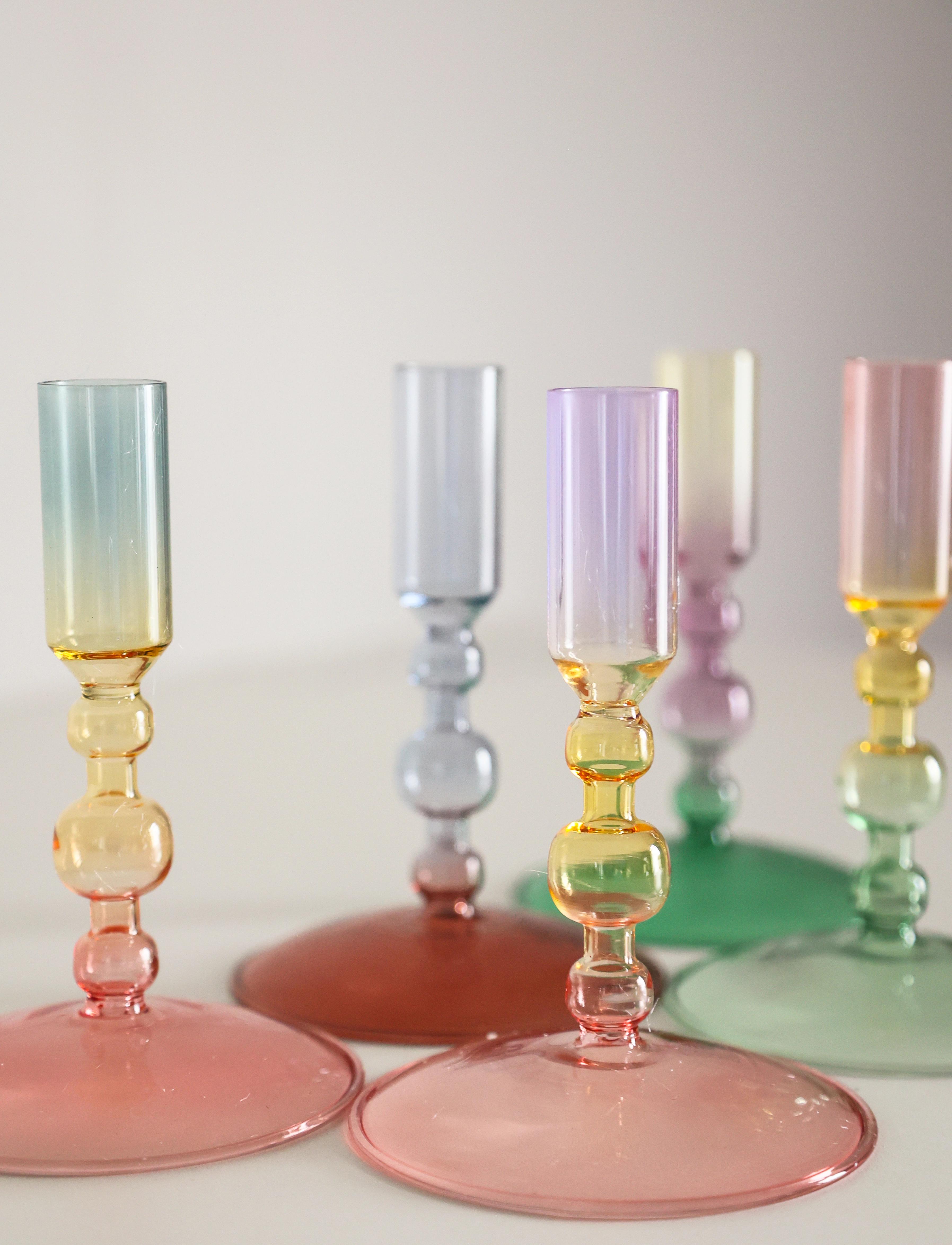 Au Maison - Glass candle holder - pink/yellow/purple - 2