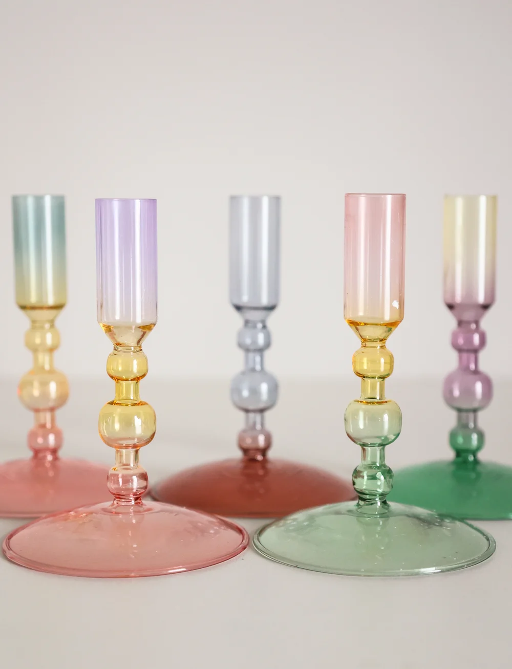 Au Maison - Glass candle holder - küünlajalad - purple/yellow/green - 2