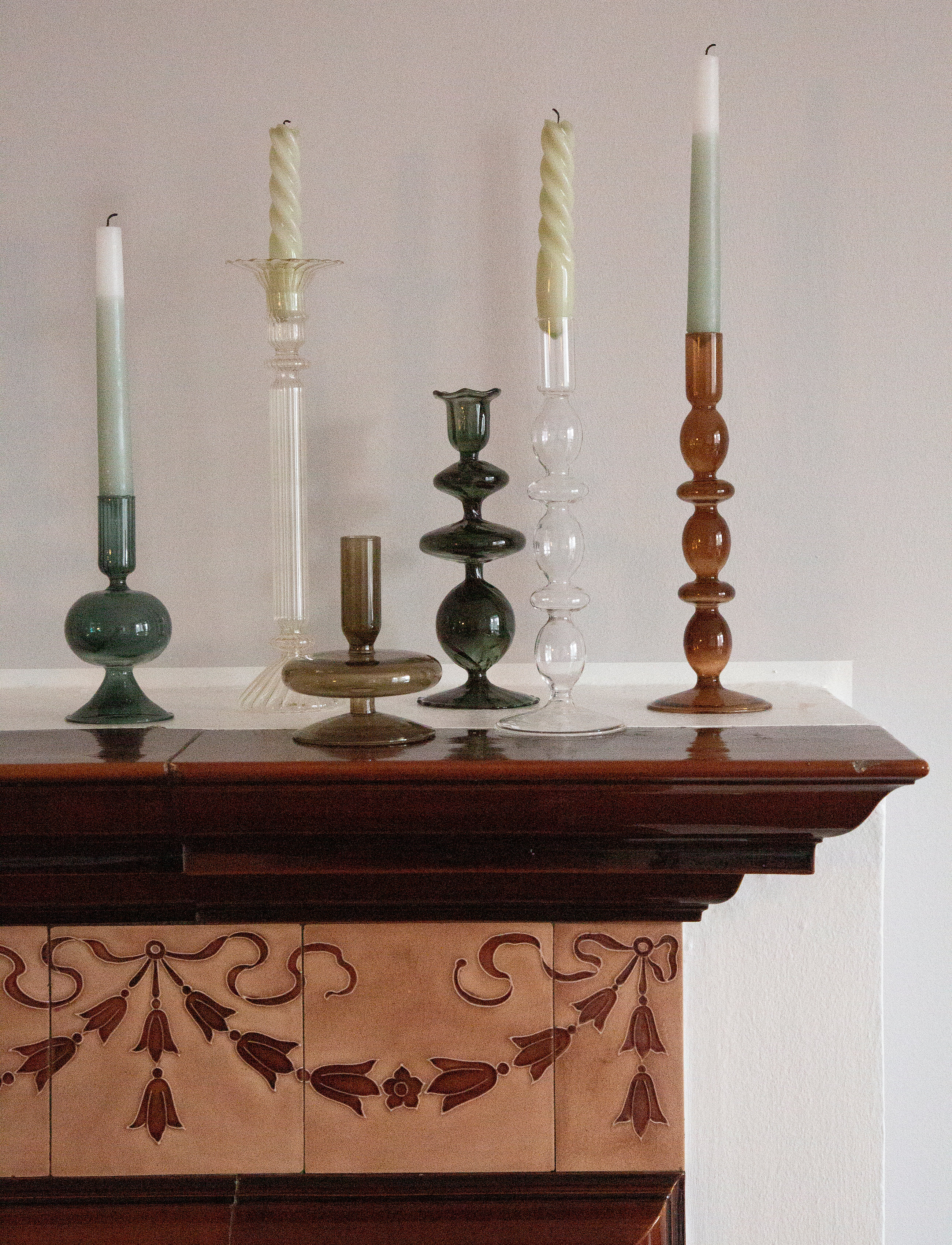 Au Maison Glas Lysestage, One Size, Green, Lysestager & Lanterner > Lysestager, Unisex