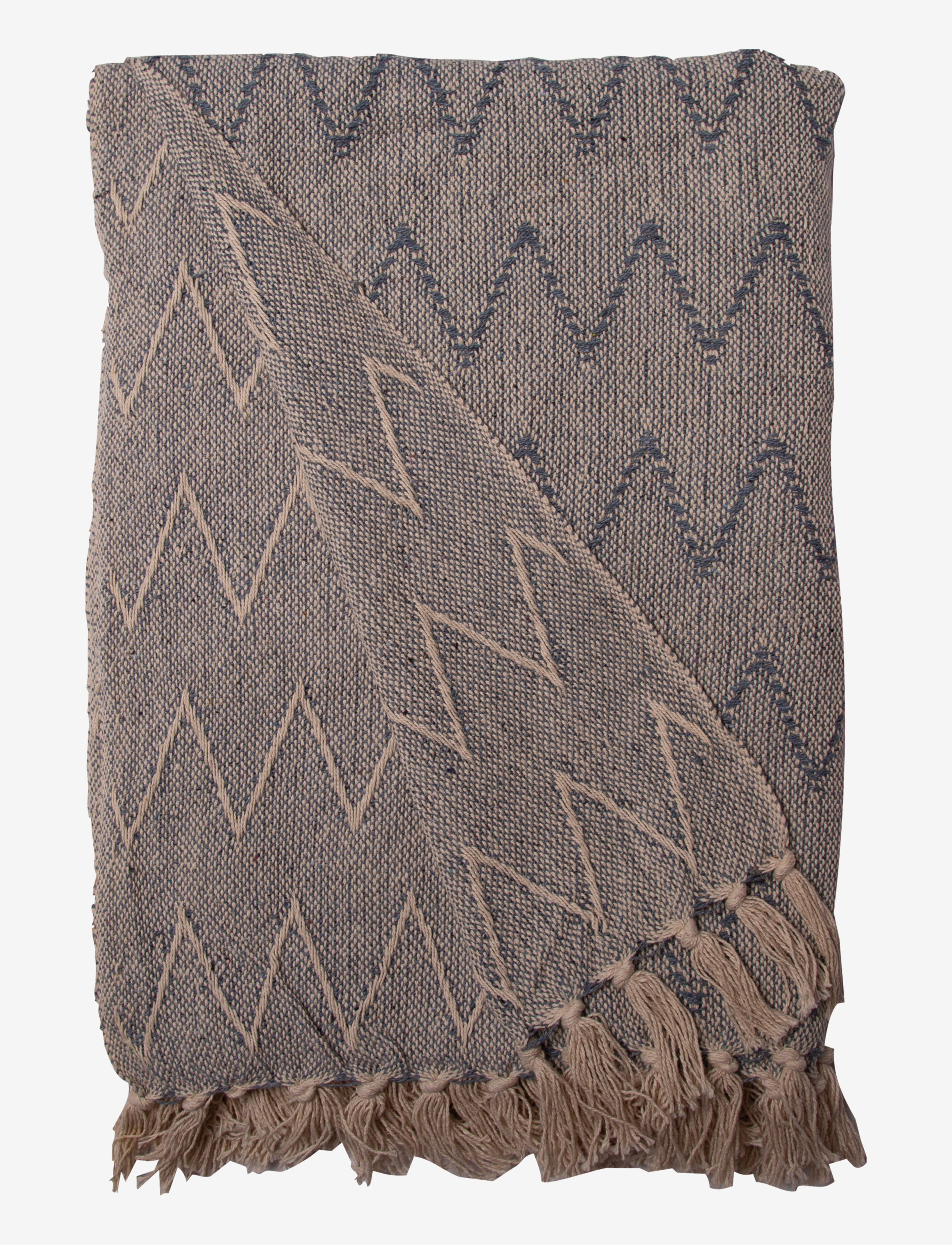 Throws-Zigzag - OFF WHITE/DUSTY BLUE