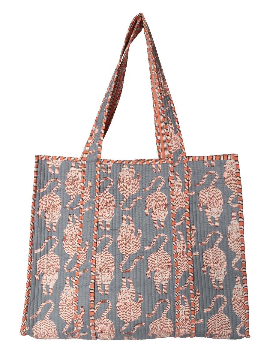 Au Maison - Quilted taske - tote bags - blue/pink - 0