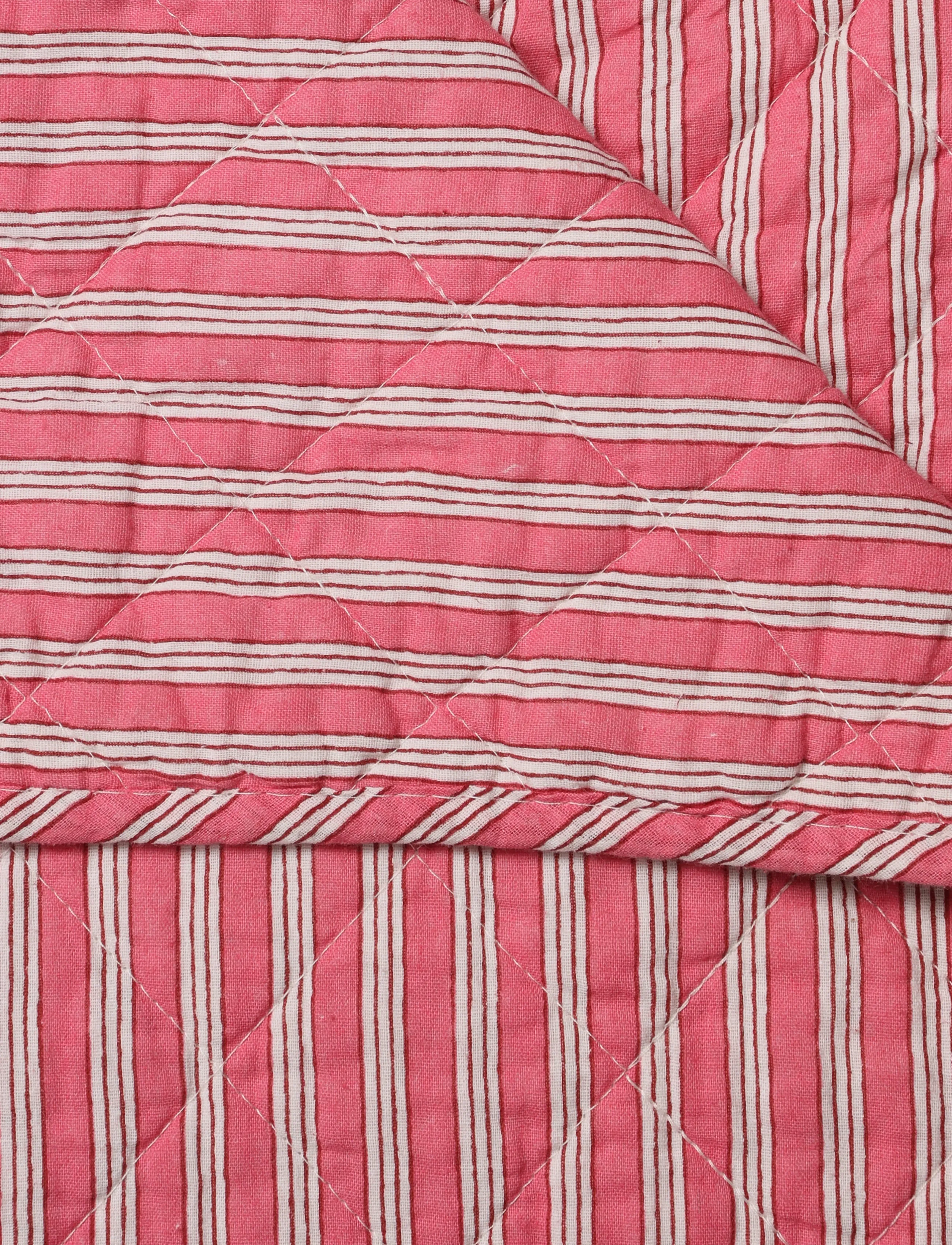 Au Maison - Quilt Ethnic, flerfarget stripet – rosa, 140 x 180 cm - tepper & pledd - pink - 1